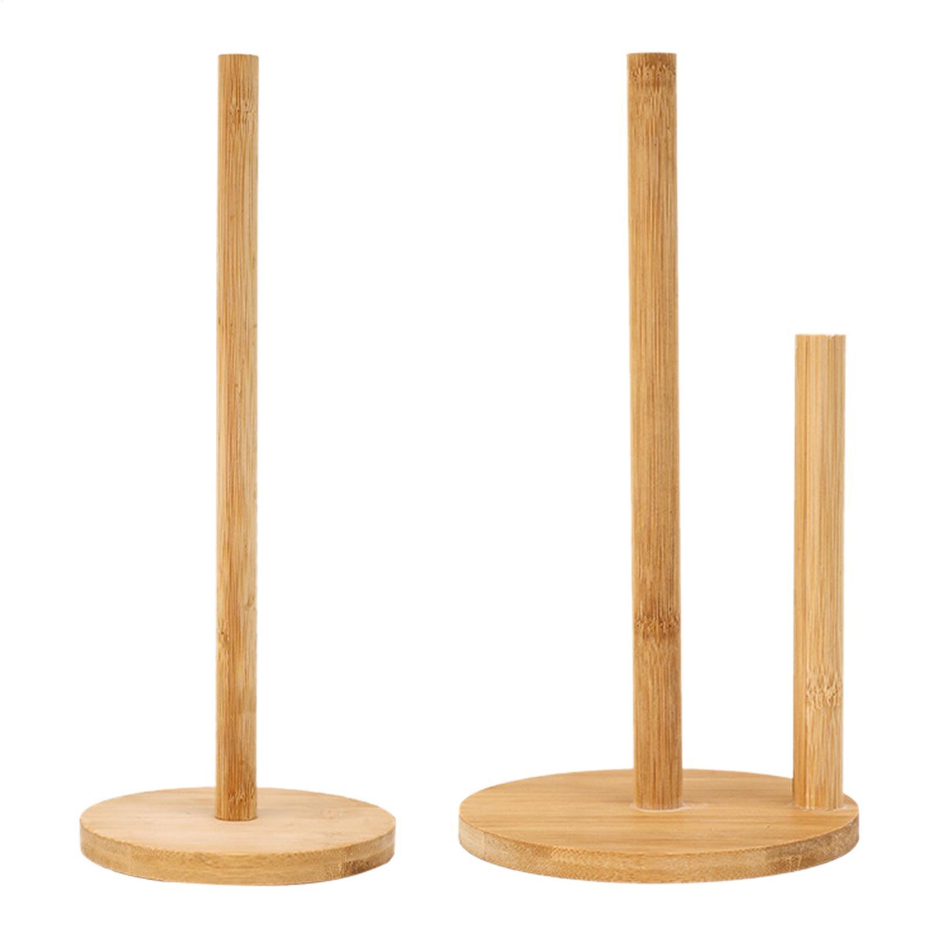 rustic wooden paper towel holder with anti slip base for farmhouse kitchen countertop