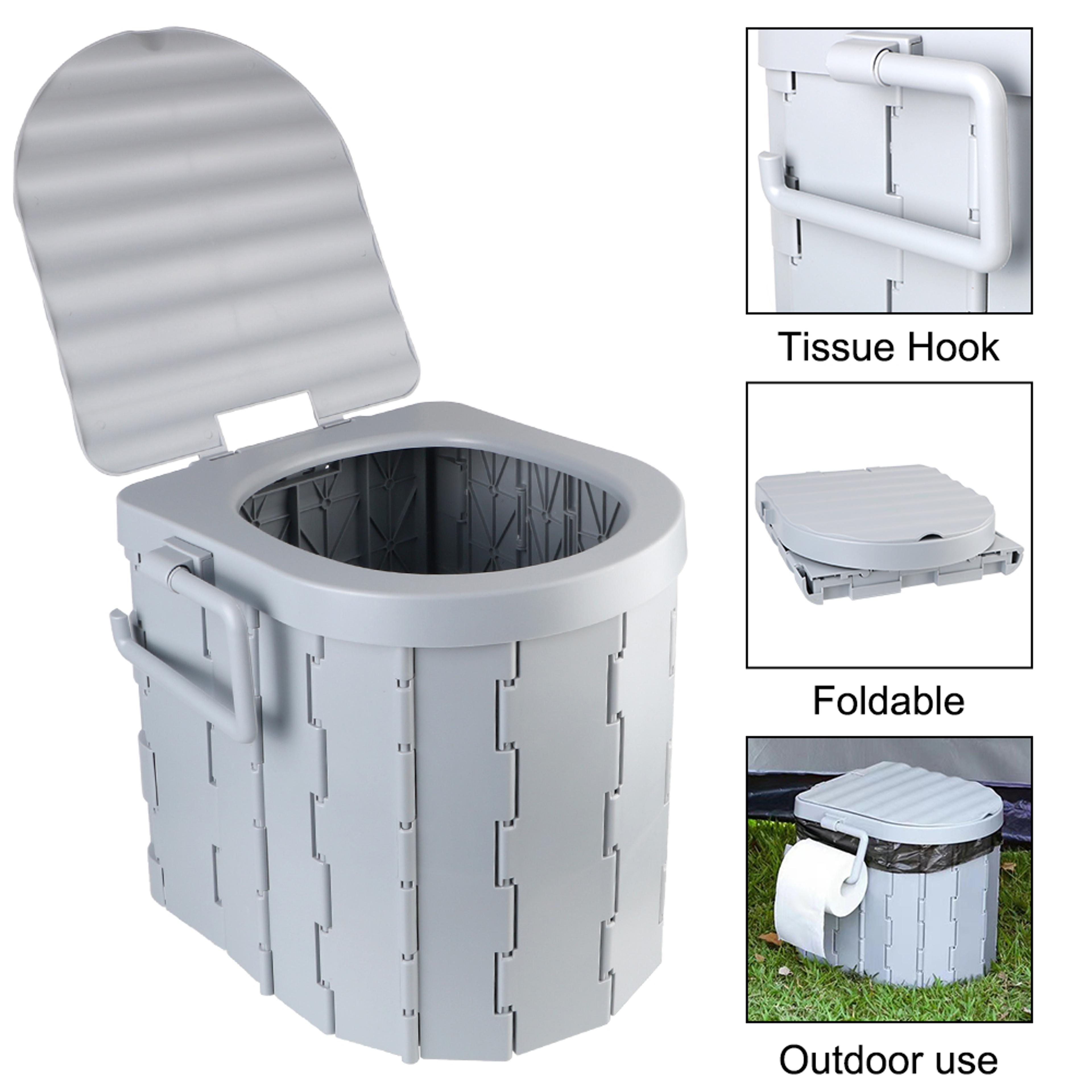 portable folding camping toilet seat with lid compact emergency travel toilet for car and outdoors