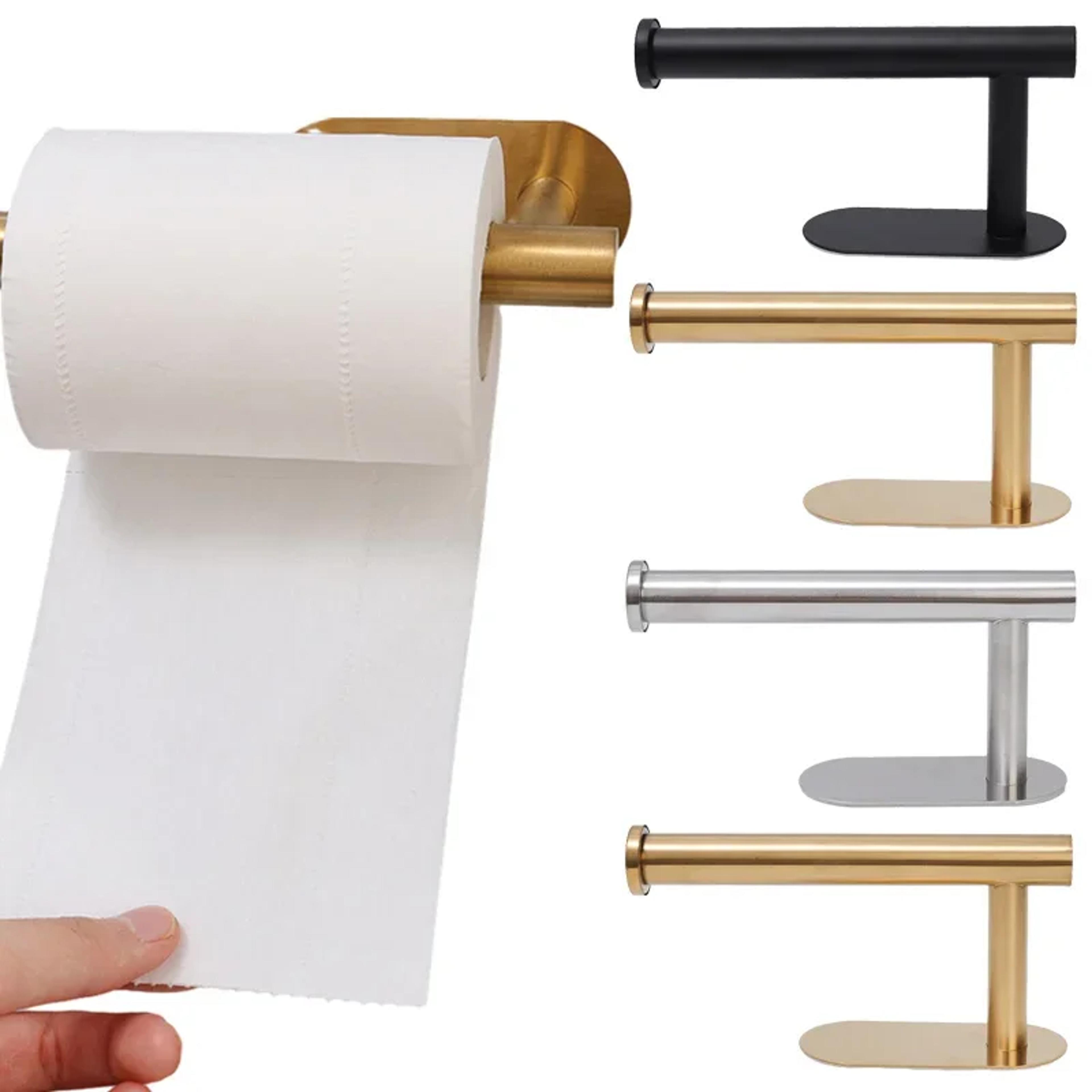 self adhesive toilet paper holder gold stainless steel wall mount no drill bathroom roll dispenser