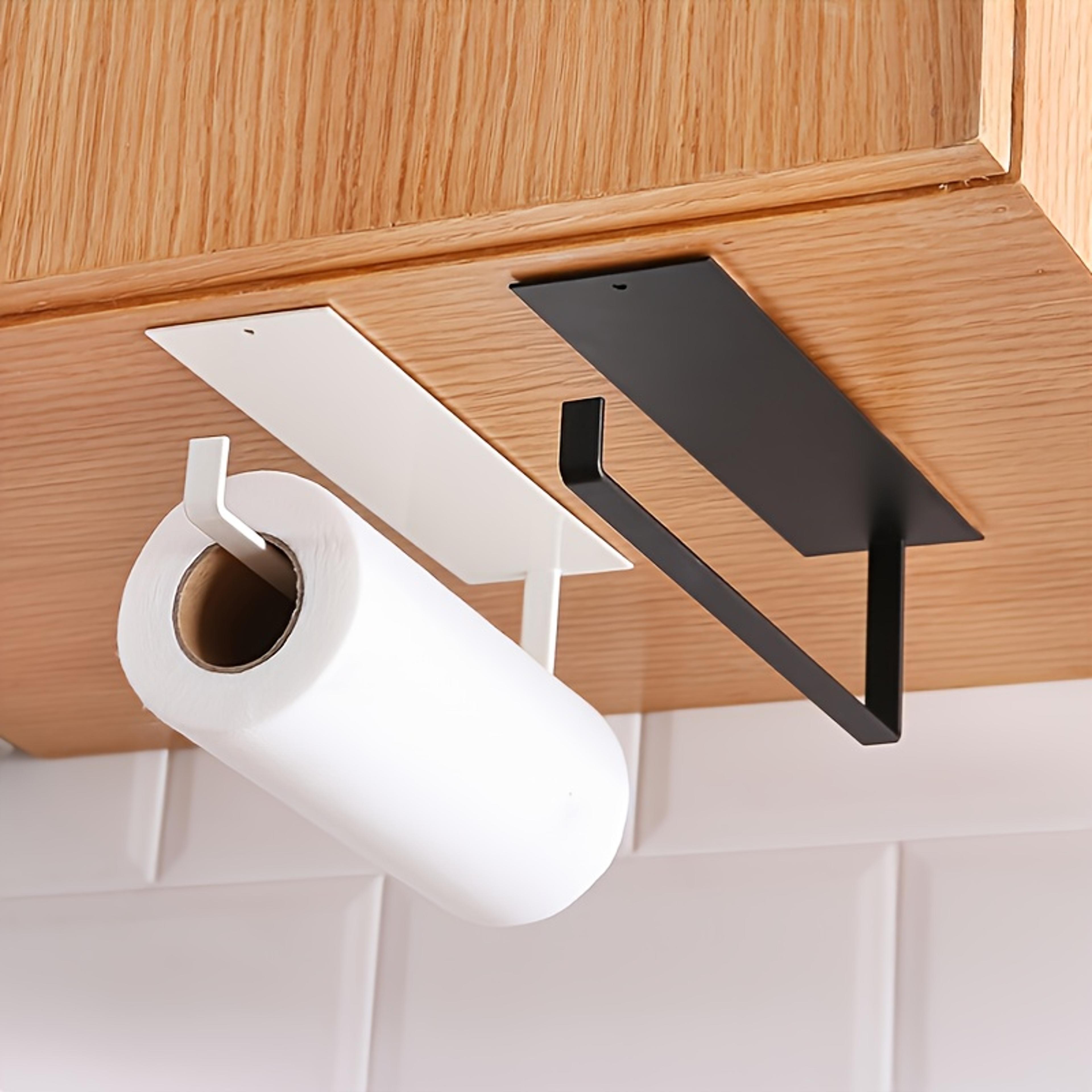under cabinet paper towel holder no drill kitchen storage rack organizer