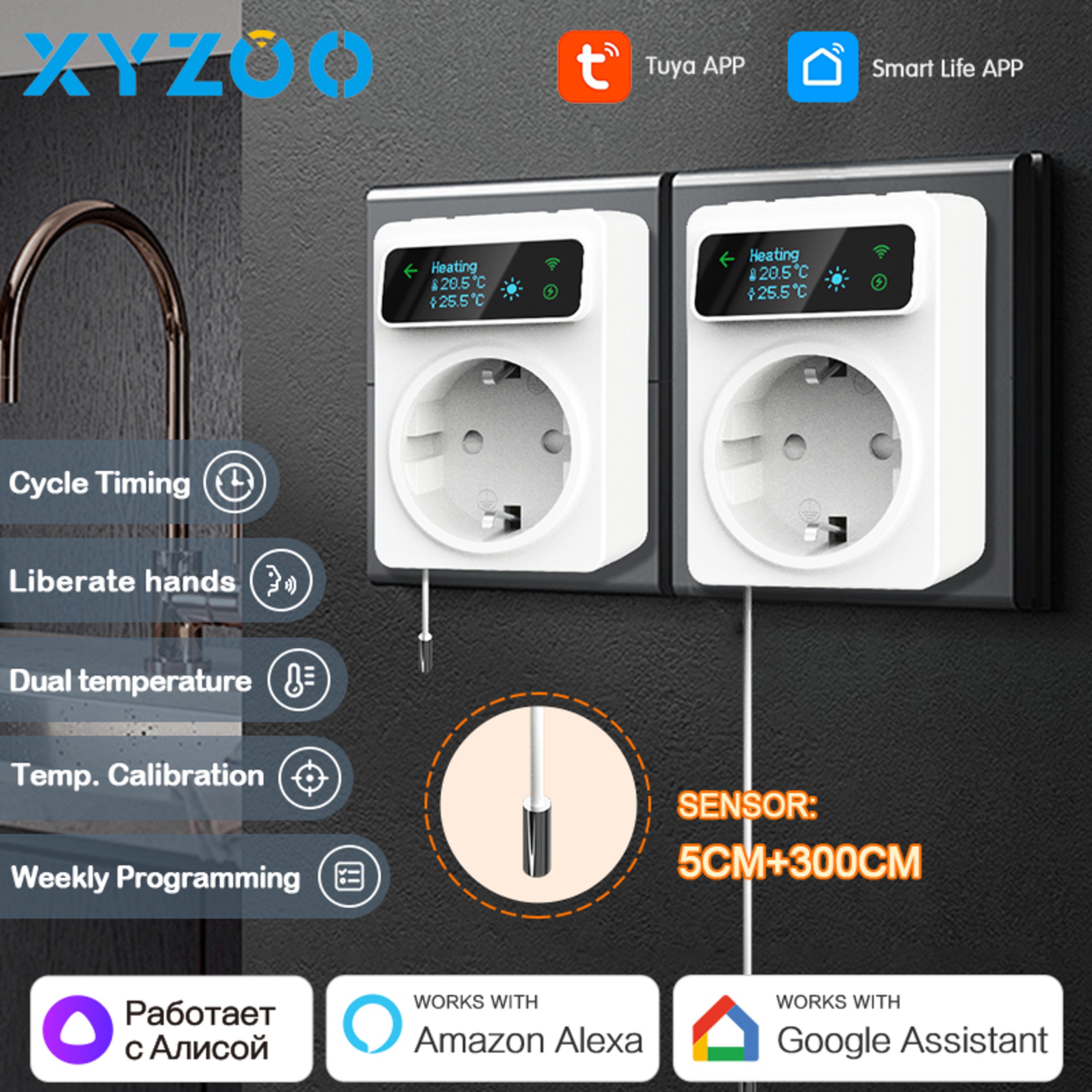 smart thermostat socket with wifi temperature control & voice assistant support