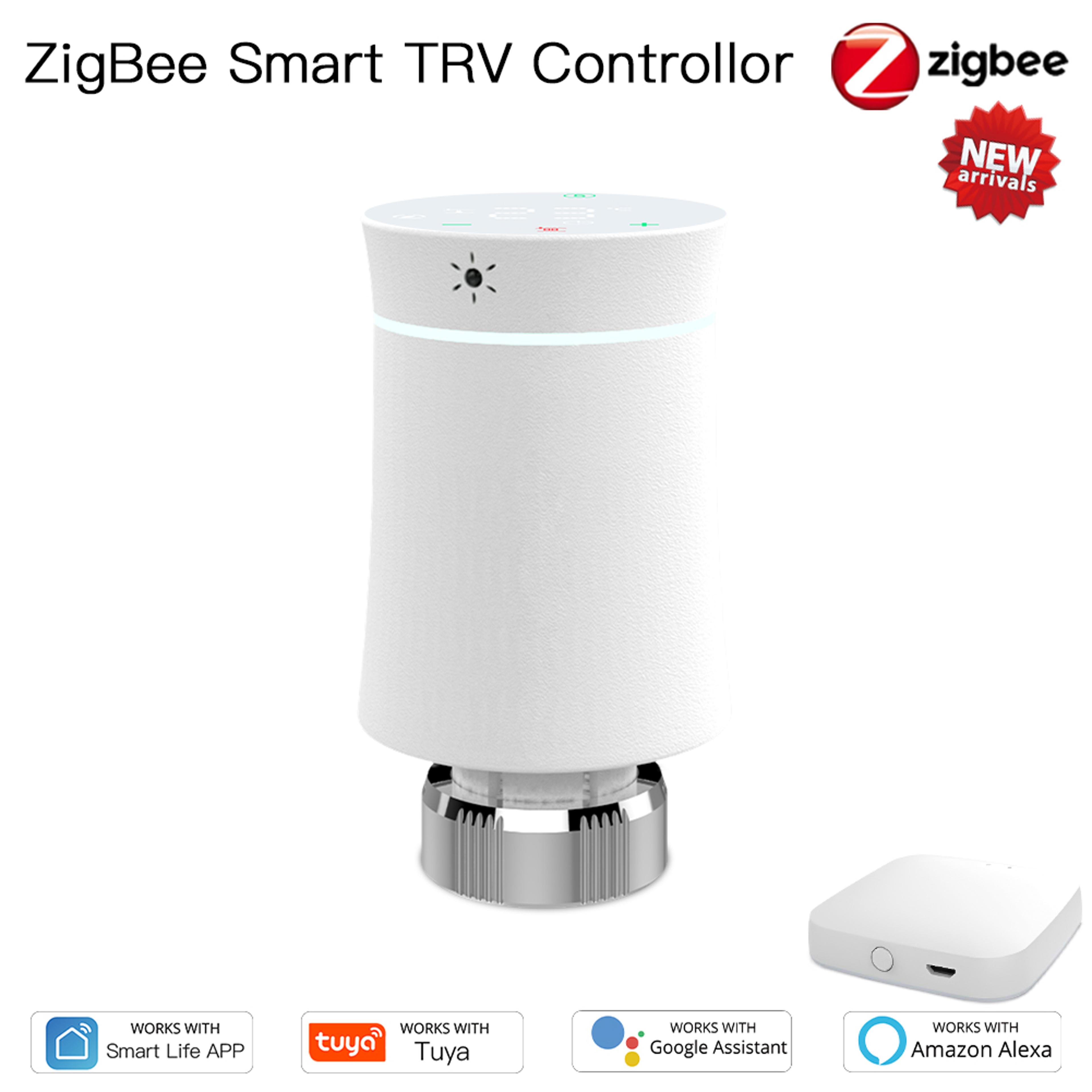 moes smart radiator thermostat zigbee trv valve with alexa voice control & programmable heating
