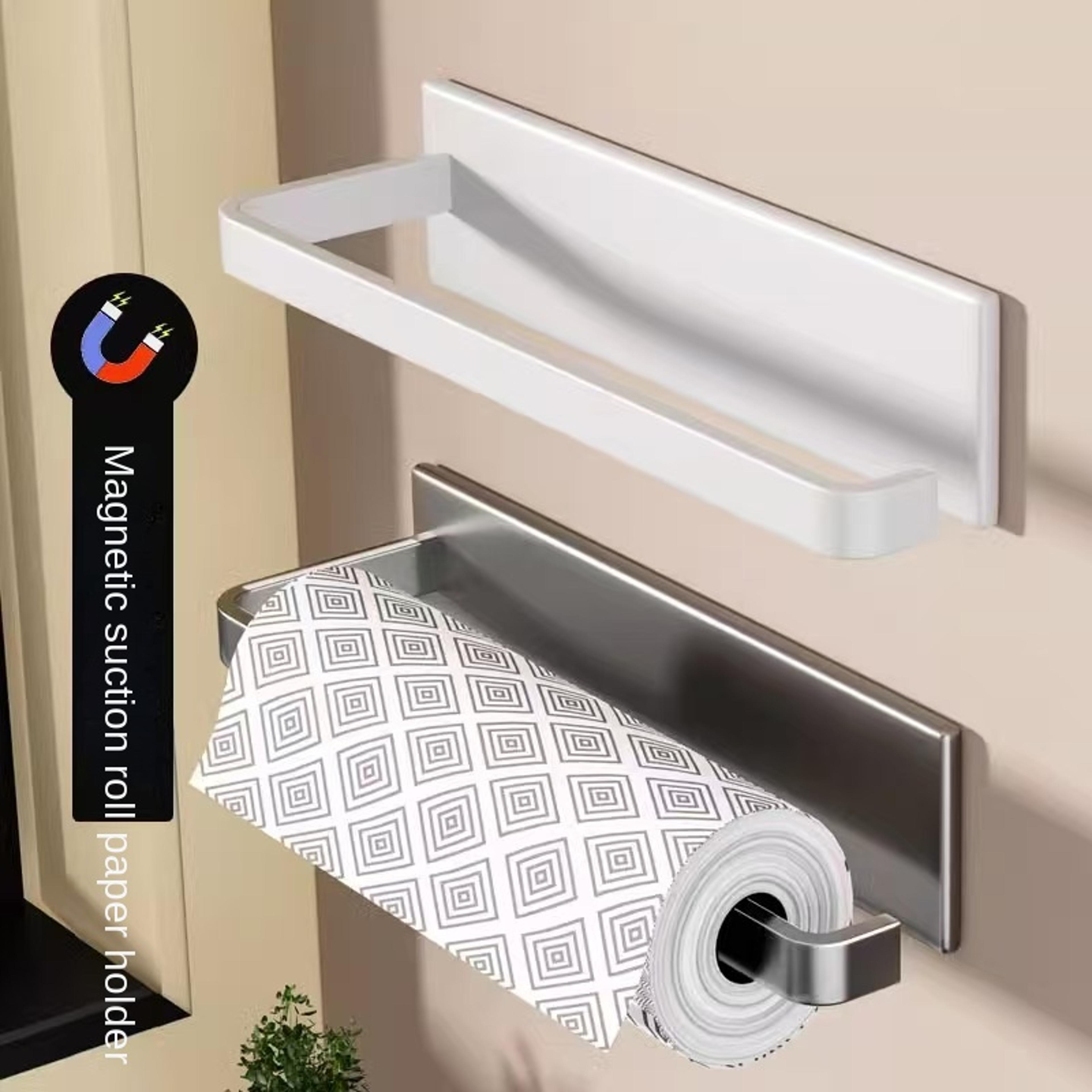magnetic wall mounted paper towel holder for kitchen cabinet and fridge storage
