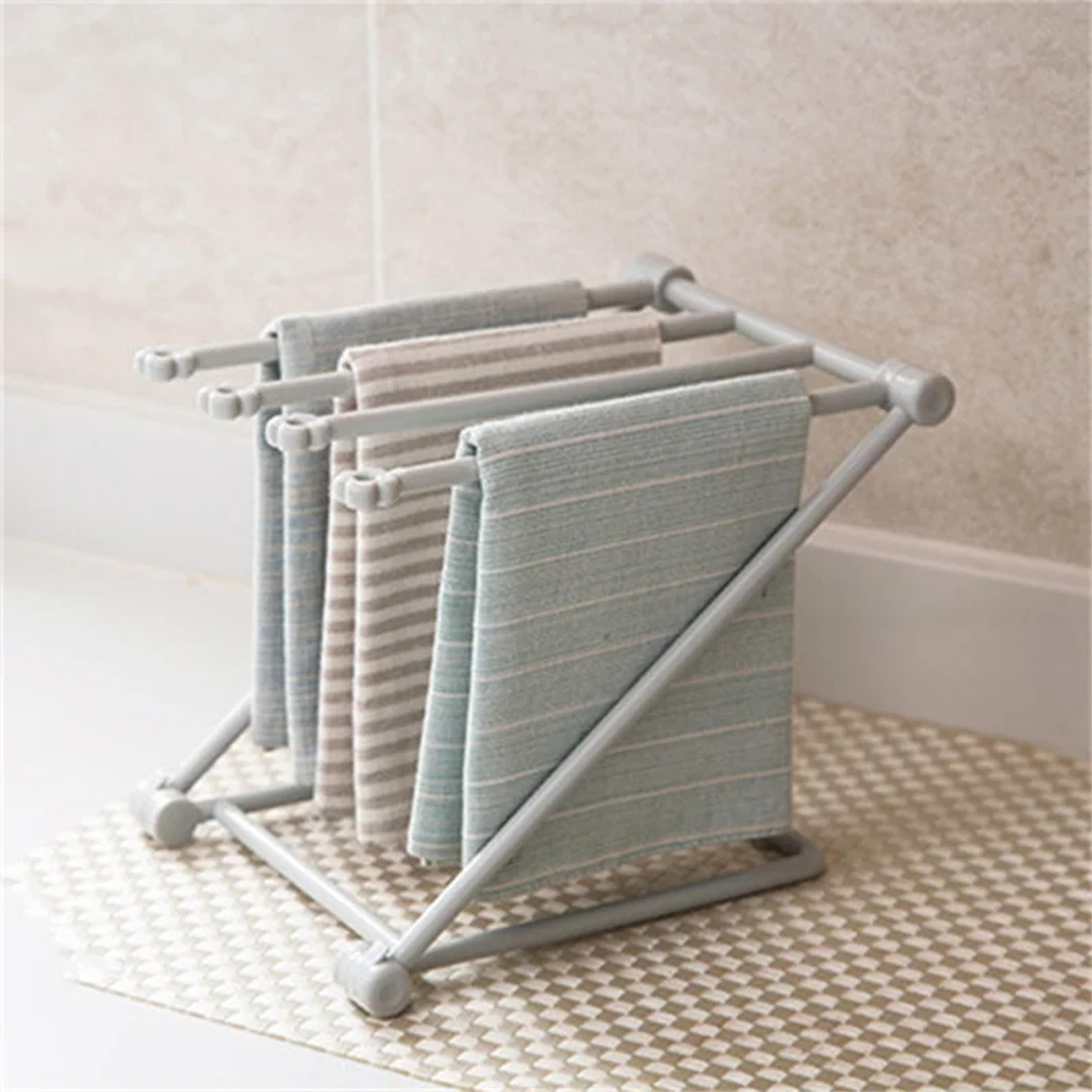 foldable kitchen towel rack stand space saving dish cloth drying organizer