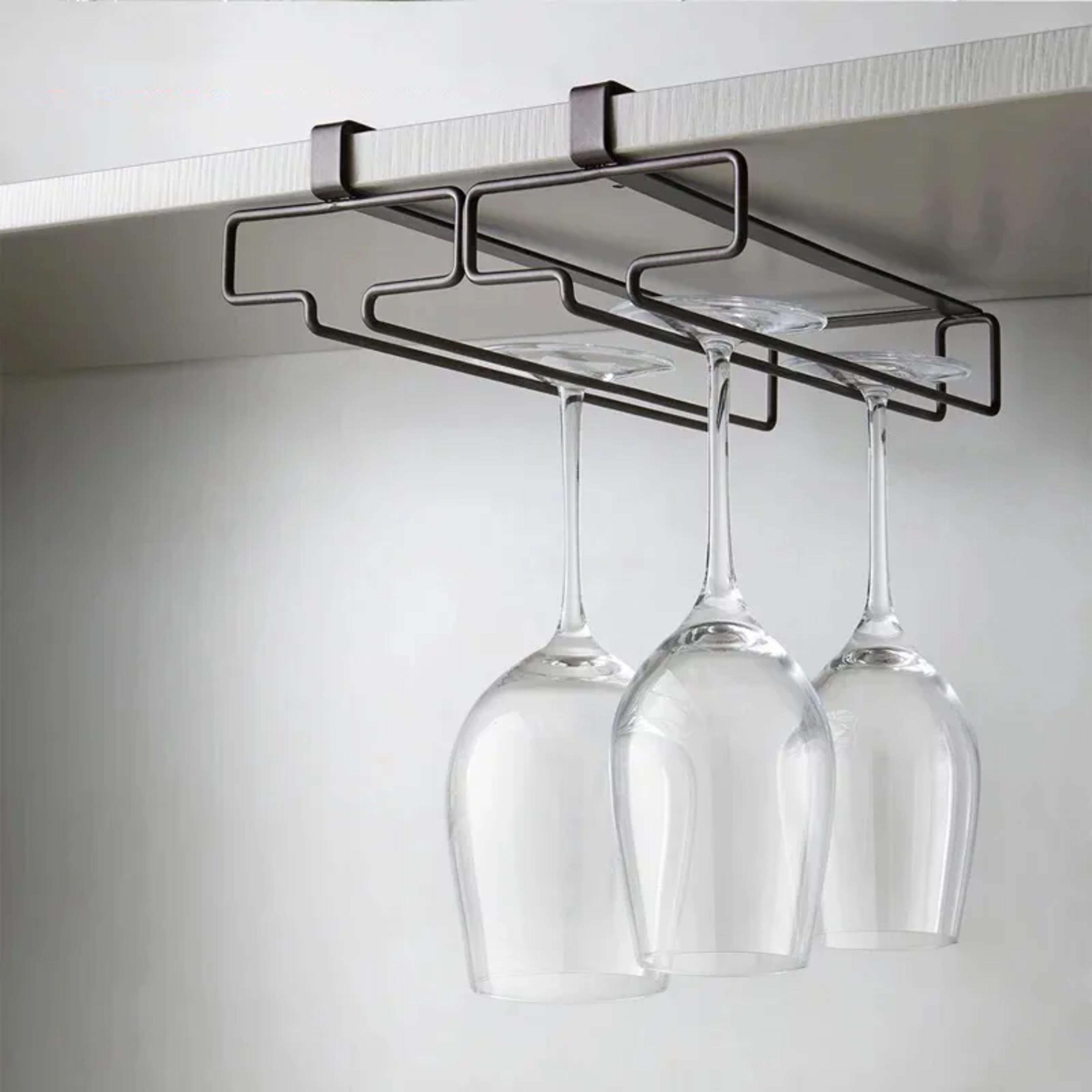 under cabinet wine glass holder no drill stemware rack kitchen organizer