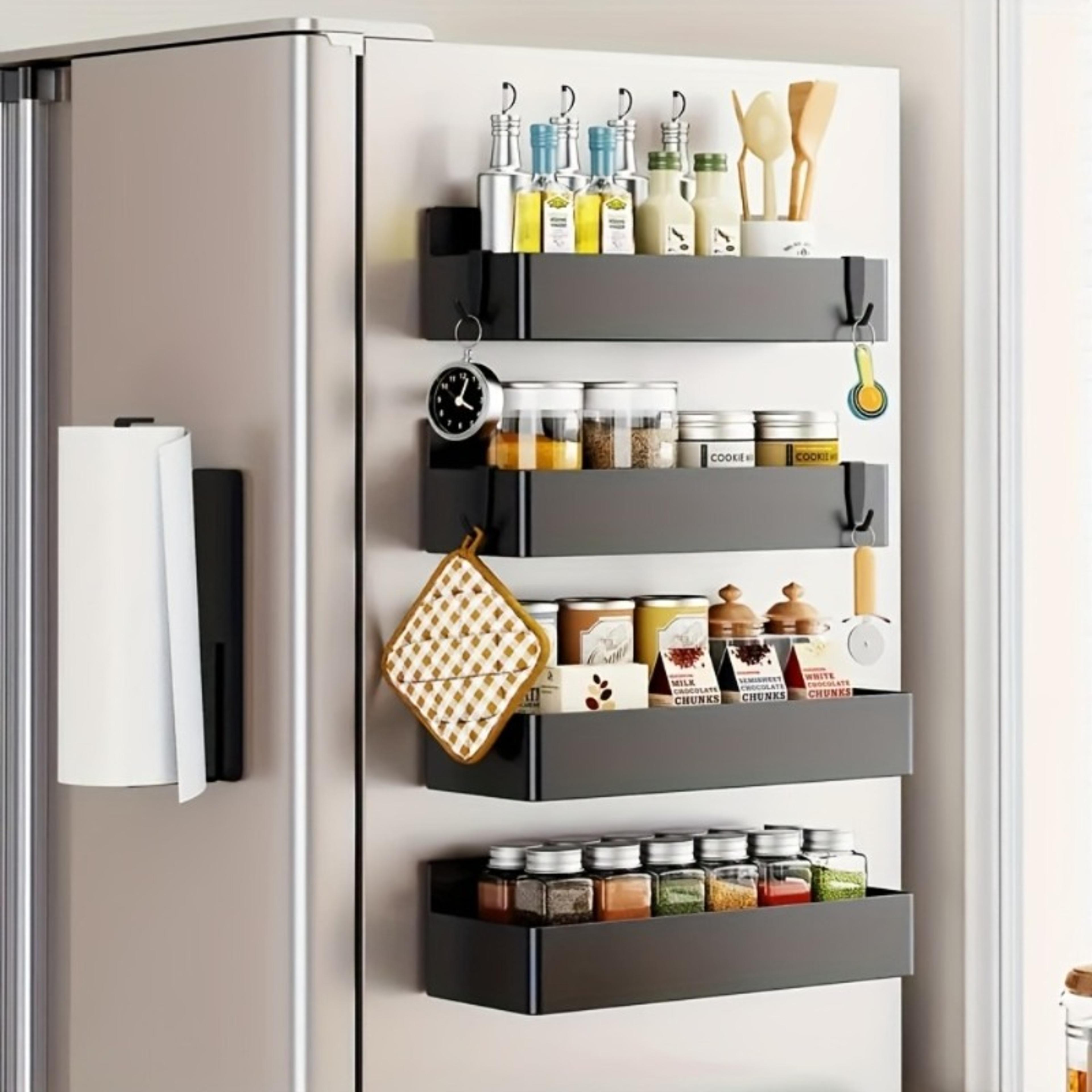 magnetic storage baskets no drill fridge organizer rack for small kitchen storage