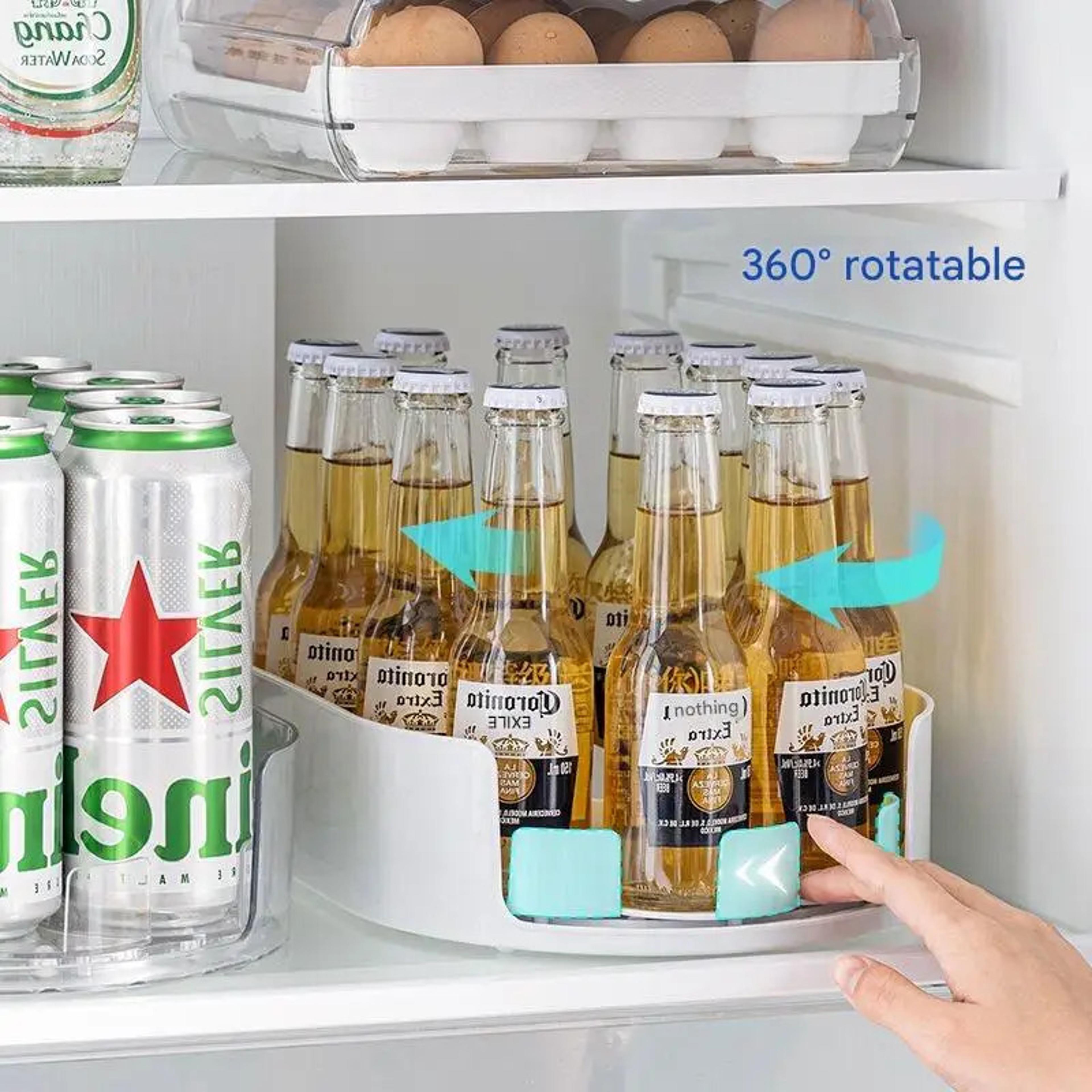 rotating lazy susan organizer tray for fridge & cabinet storage