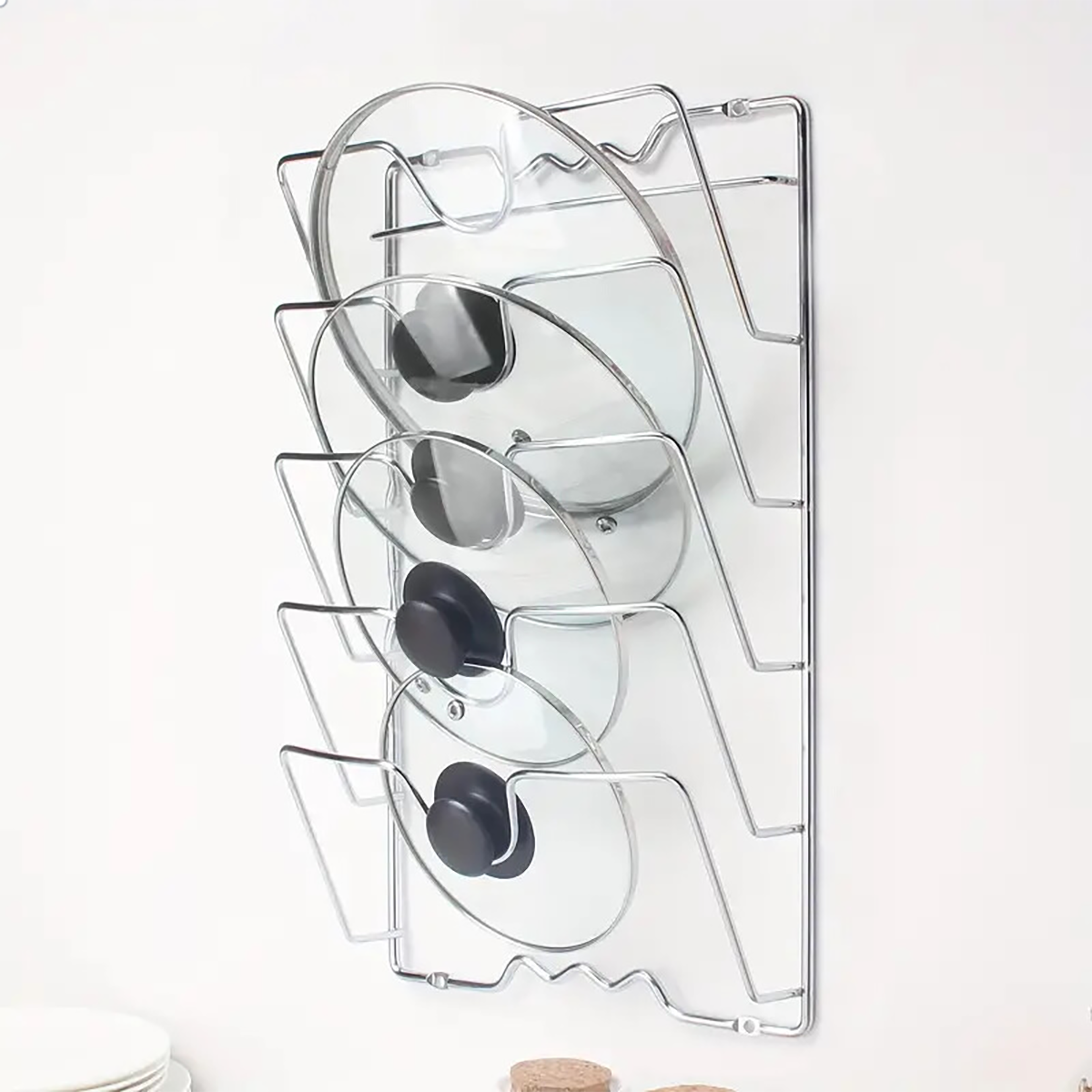 adjustable pot lid organizer rack for cabinets space saving kitchen storage holder