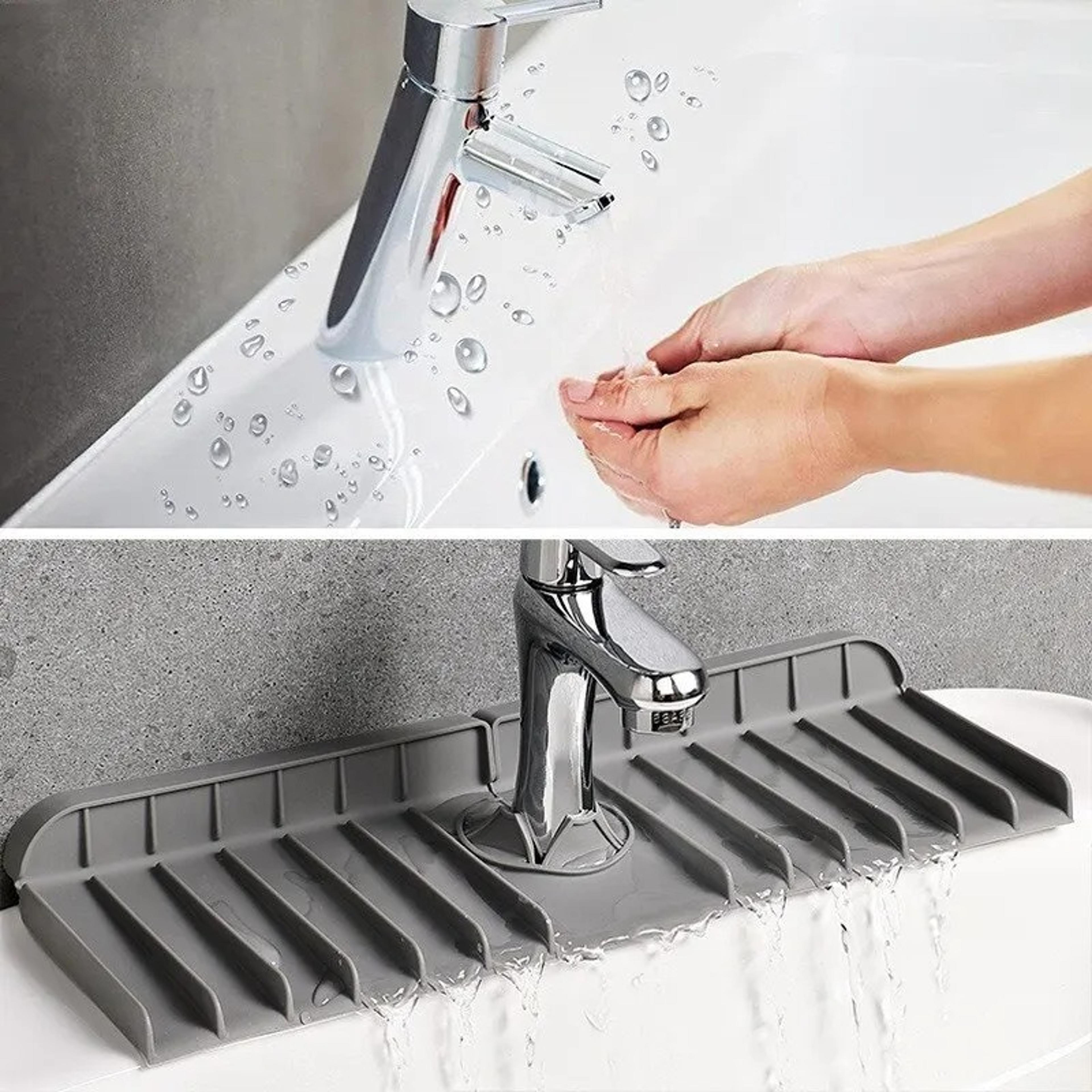 silicone faucet mat sink splash guard with drain holder kitchen drying organizer