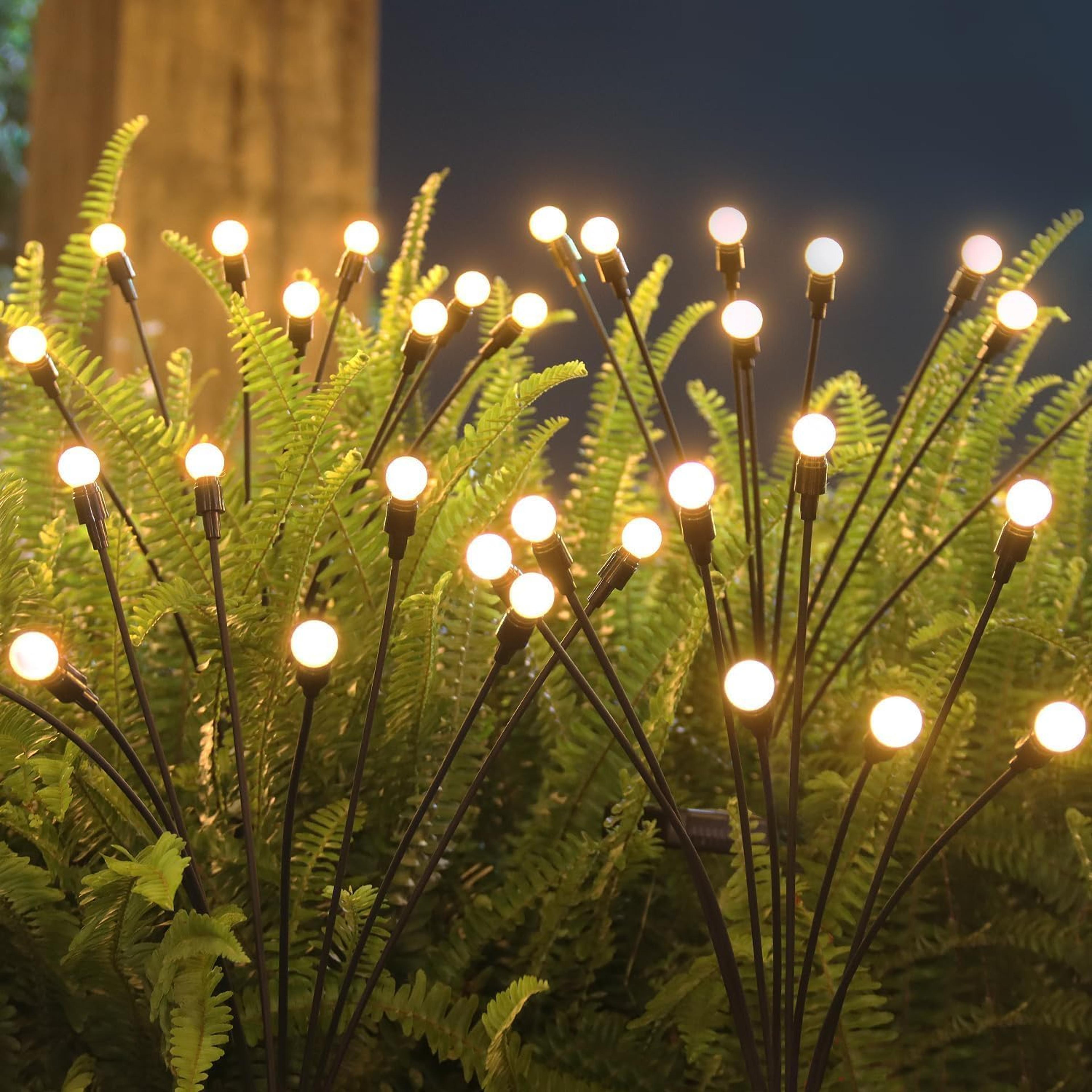 solar firefly garden lights outdoor waterproof swaying led pathway lights