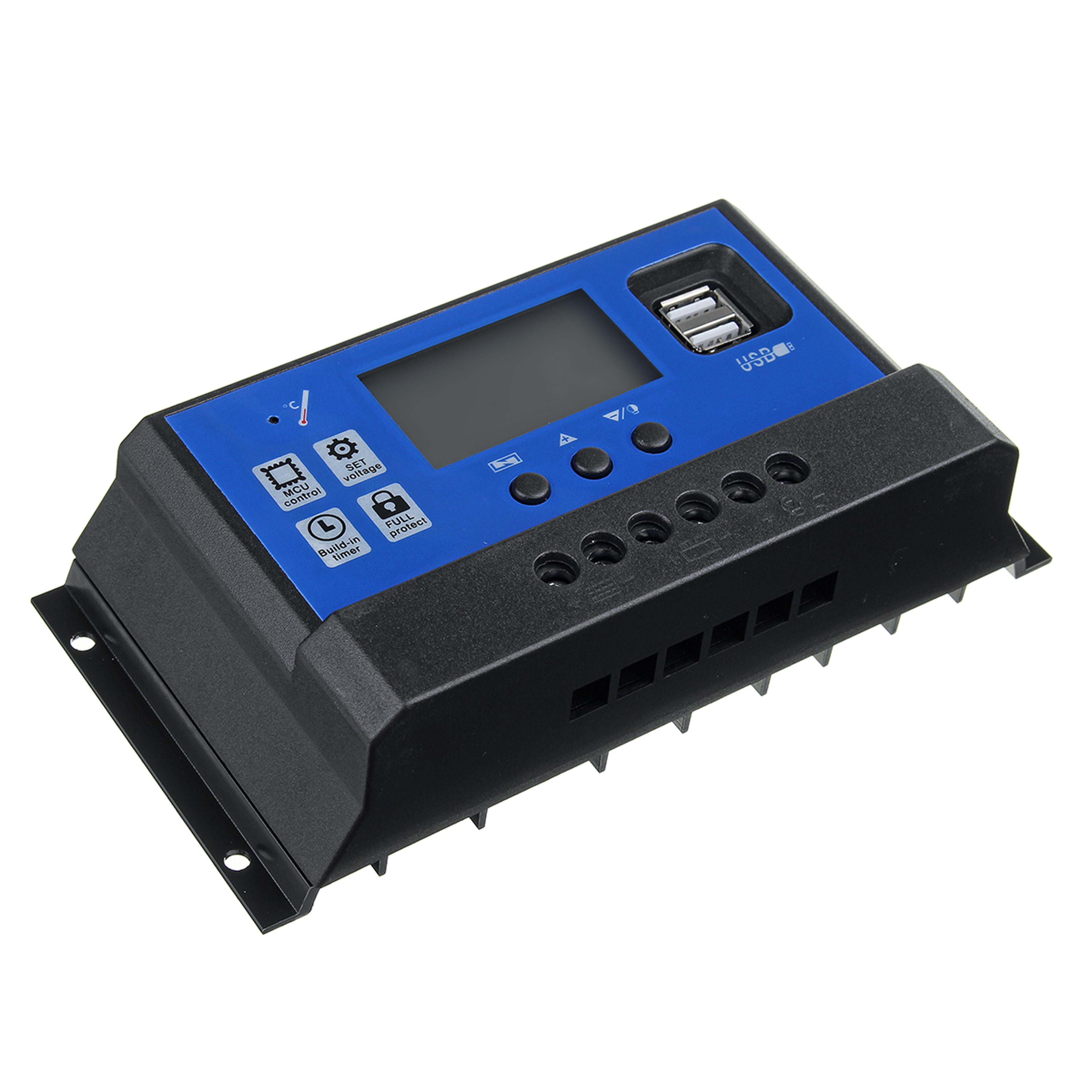 smart pwm solar charge controller with lcd & dual usb fast charging