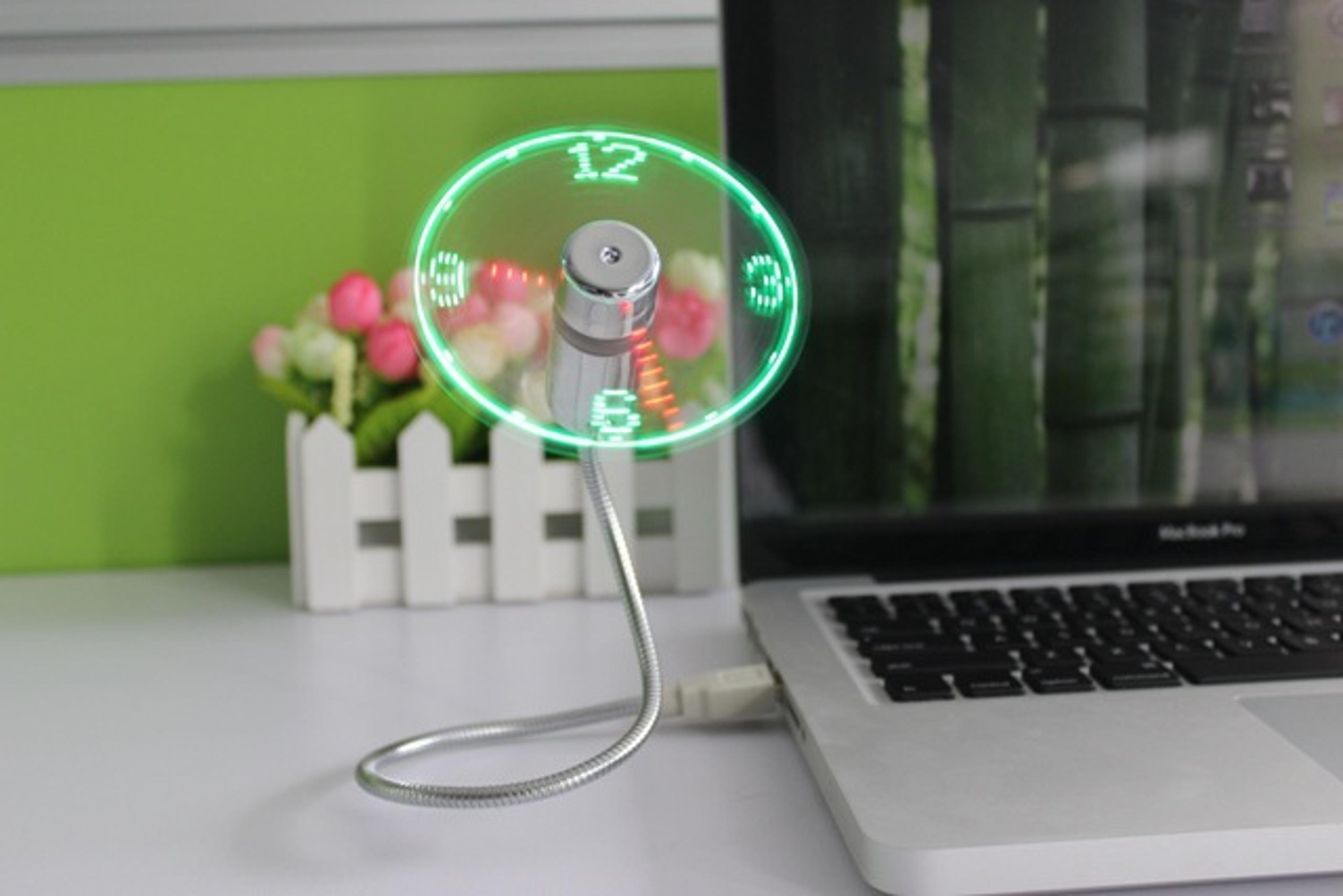 mini usb fan with clock display flexible led usb fan for desk cooling and time display