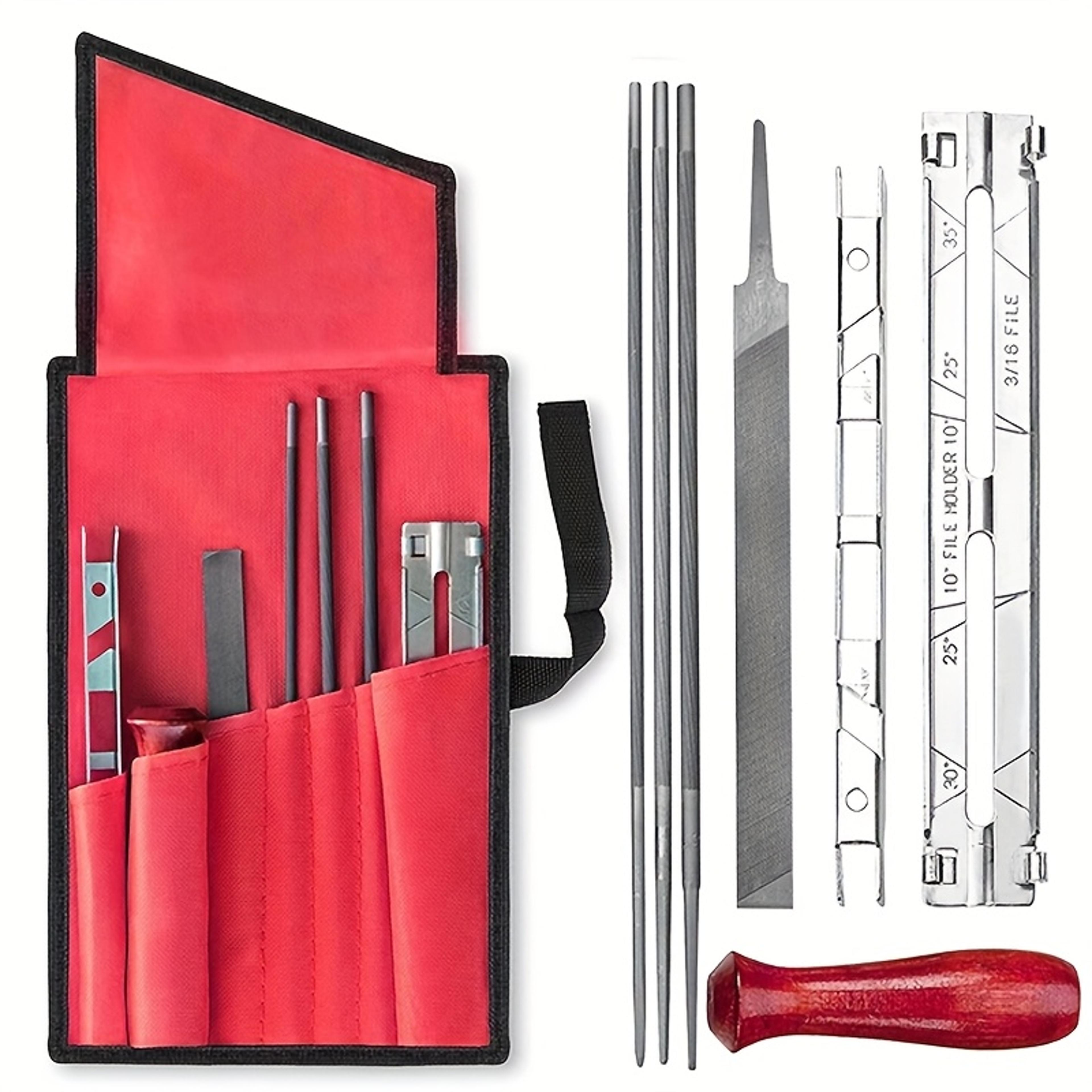 professional chainsaw sharpening kit piece portable file set with guide & handle