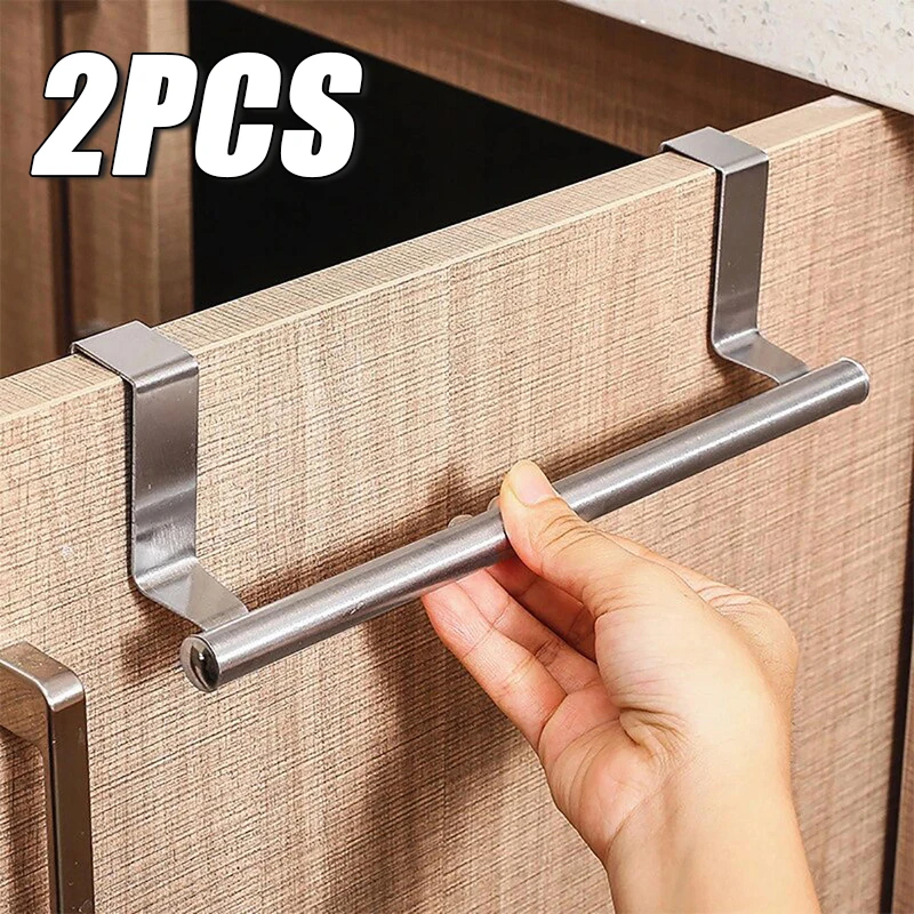 stainless steel cabinet towel bar rack over door holder for kitchen & bathroom storage