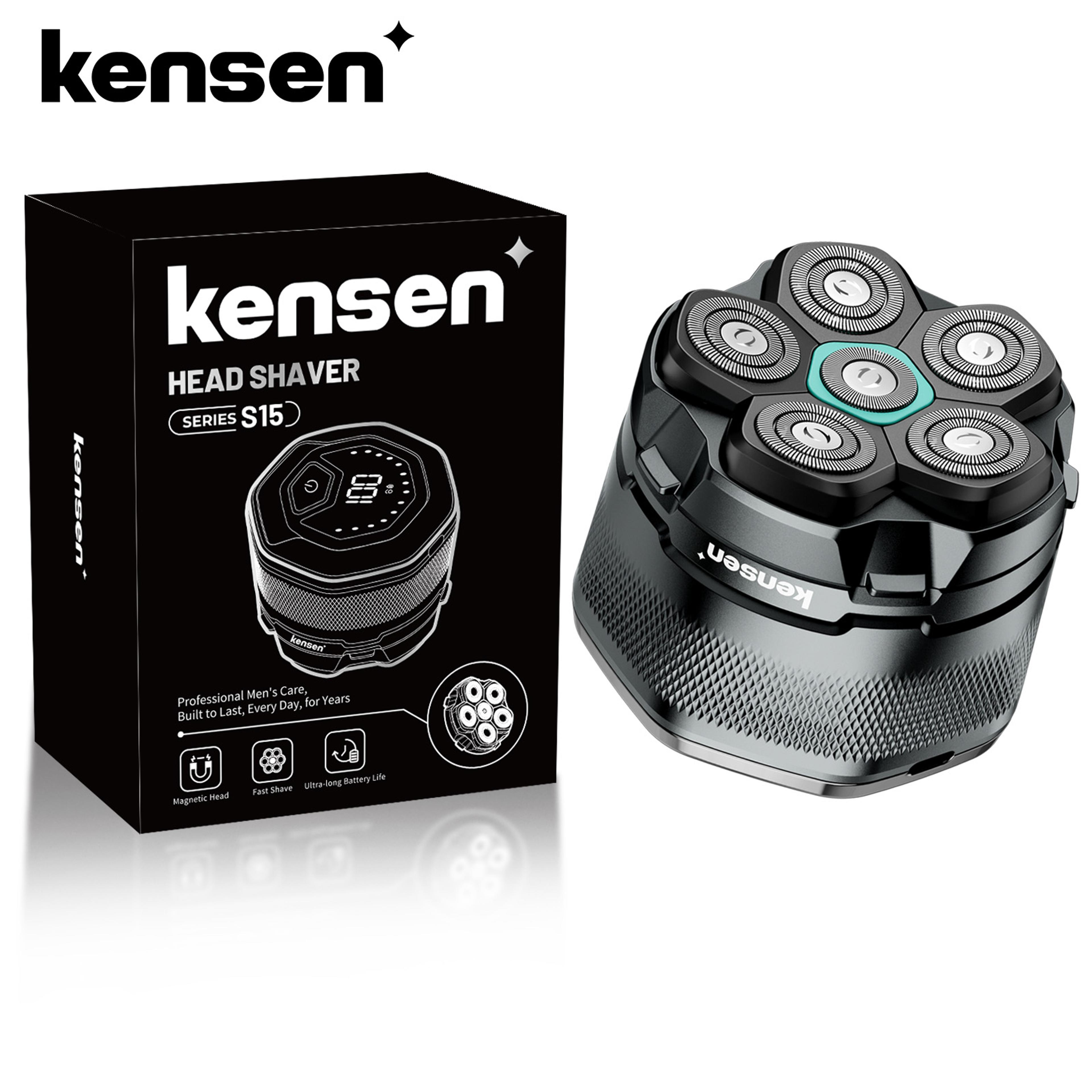 kensen electric head shaver for bald men with led display waterproof usb rechargeable razor