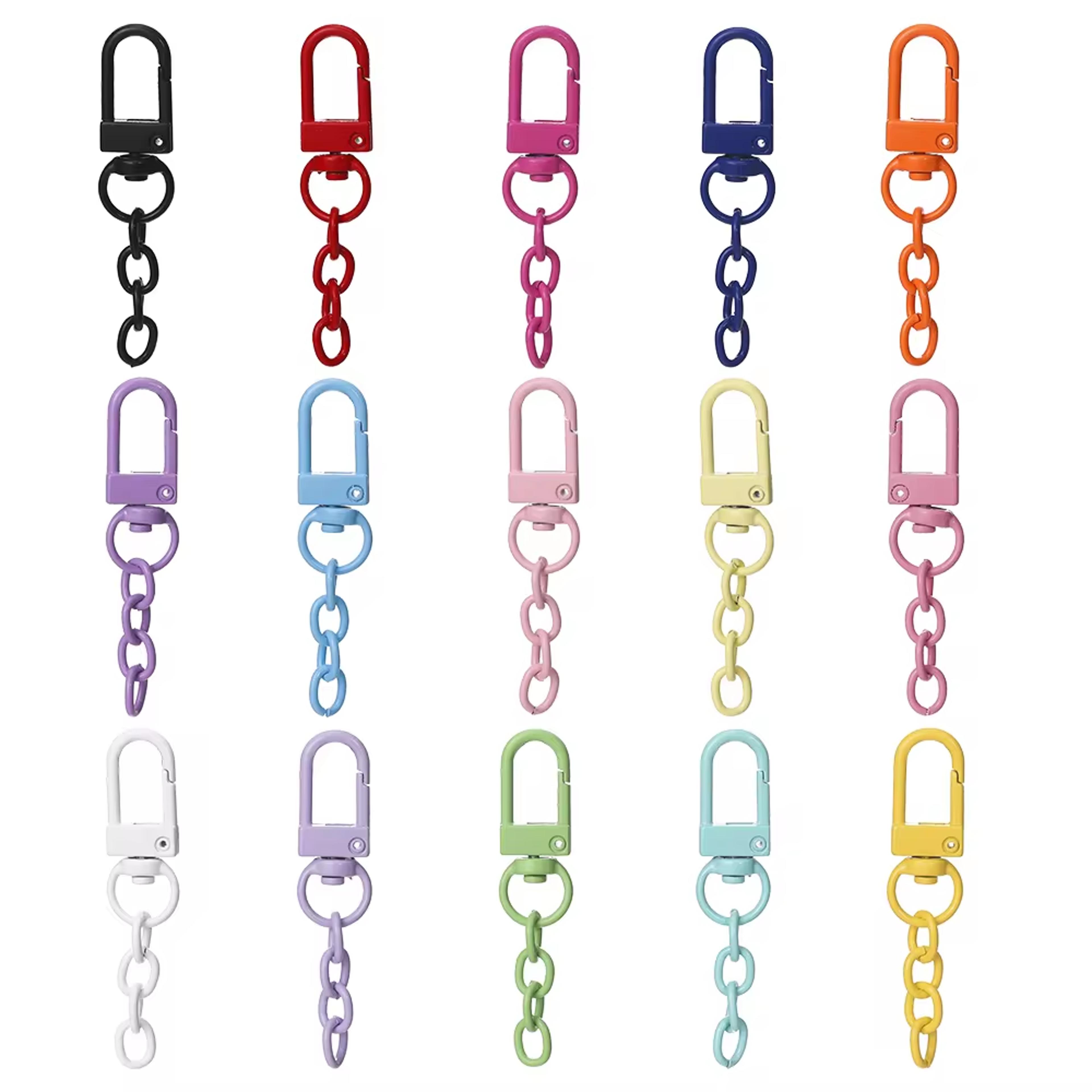 colorful lobster clasp keychains set with chains for diy jewelry, bag charms & key rings