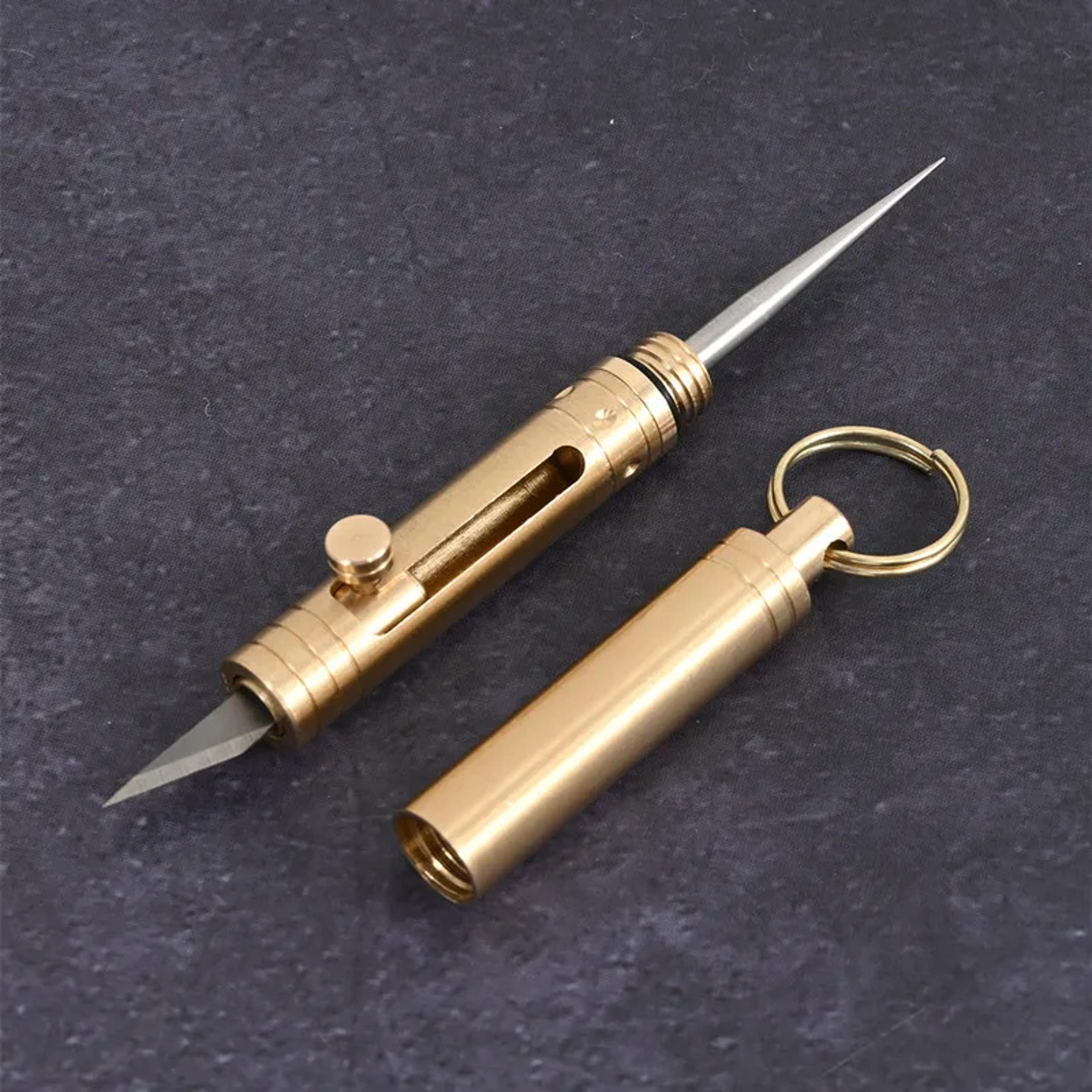 portable brass edc toothpick keychain multi tool for camping and everyday carry
