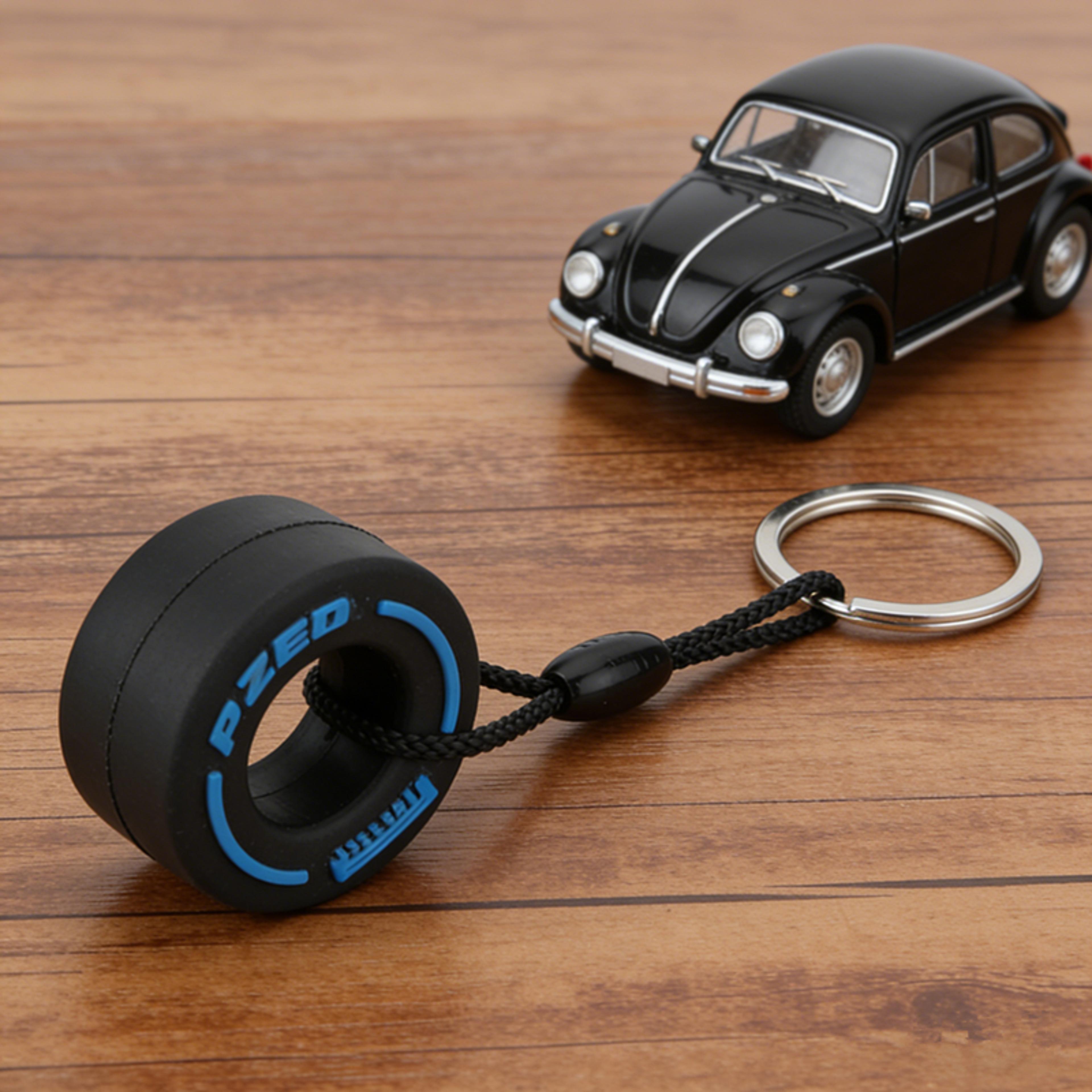 creative pvc tire keychain stylish automotive keychain accessory
