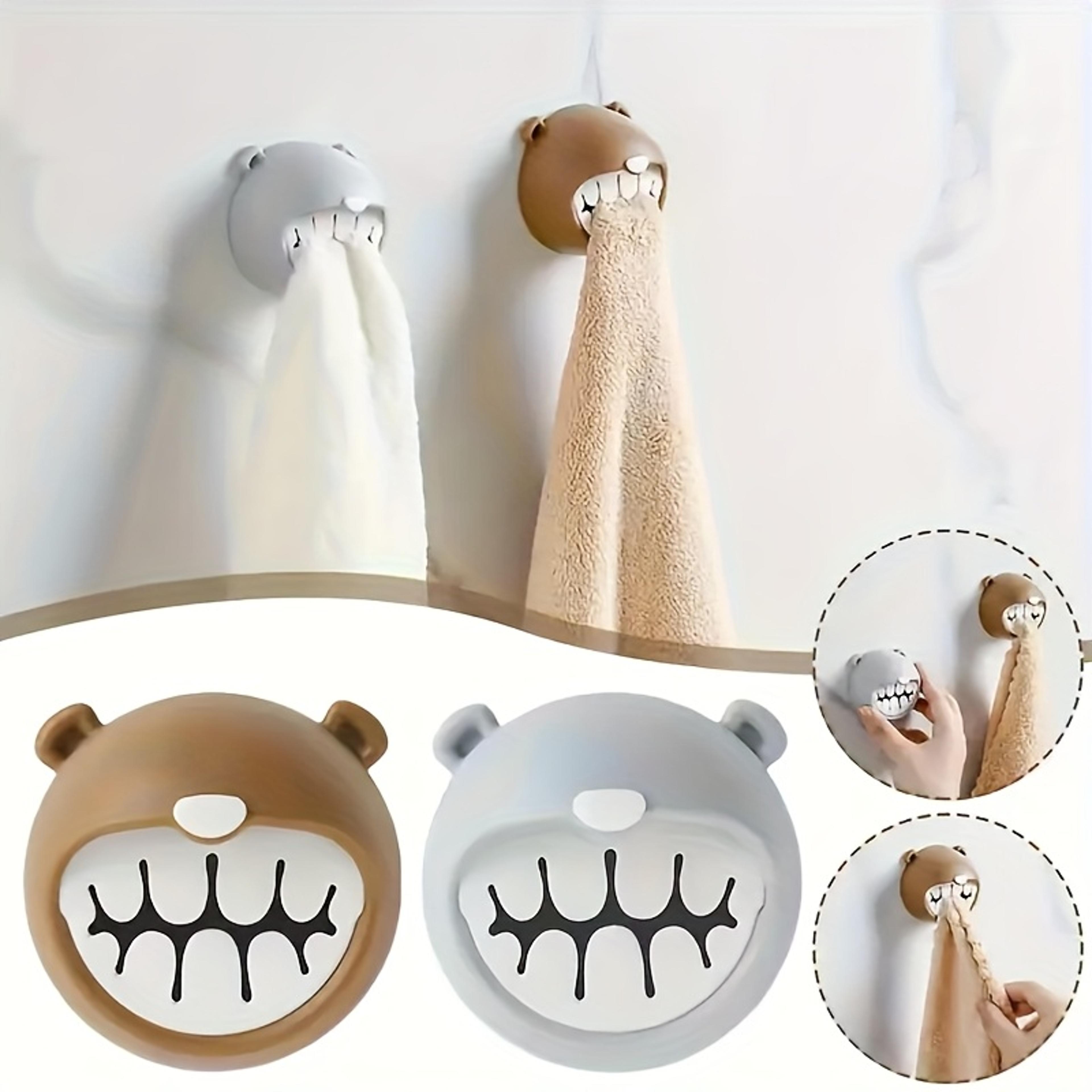 cute bear wall mounted adhesive towel hooks for bathroom and kitchen