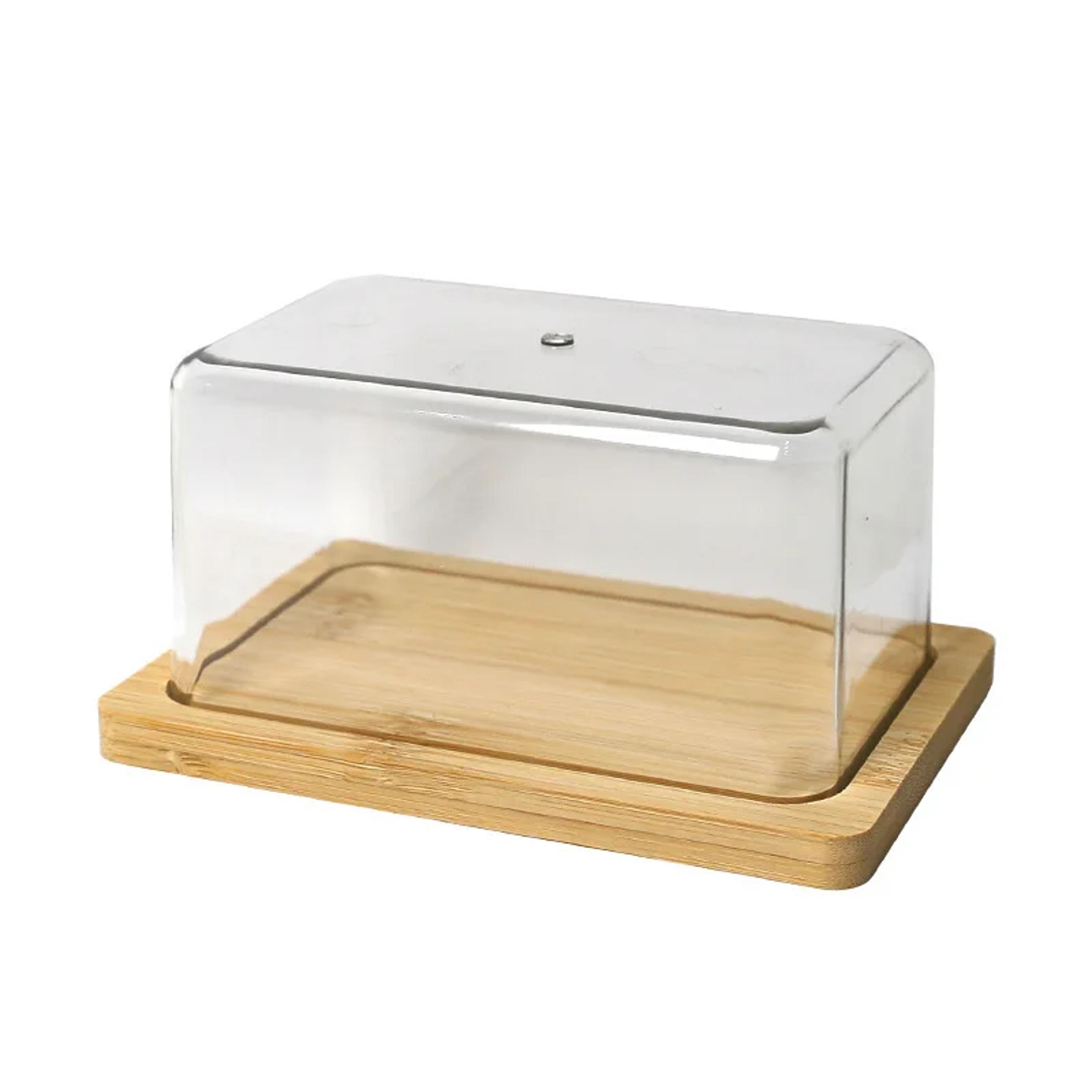 nordic bamboo butter dish with lid clear acrylic butter keeper for countertop storage