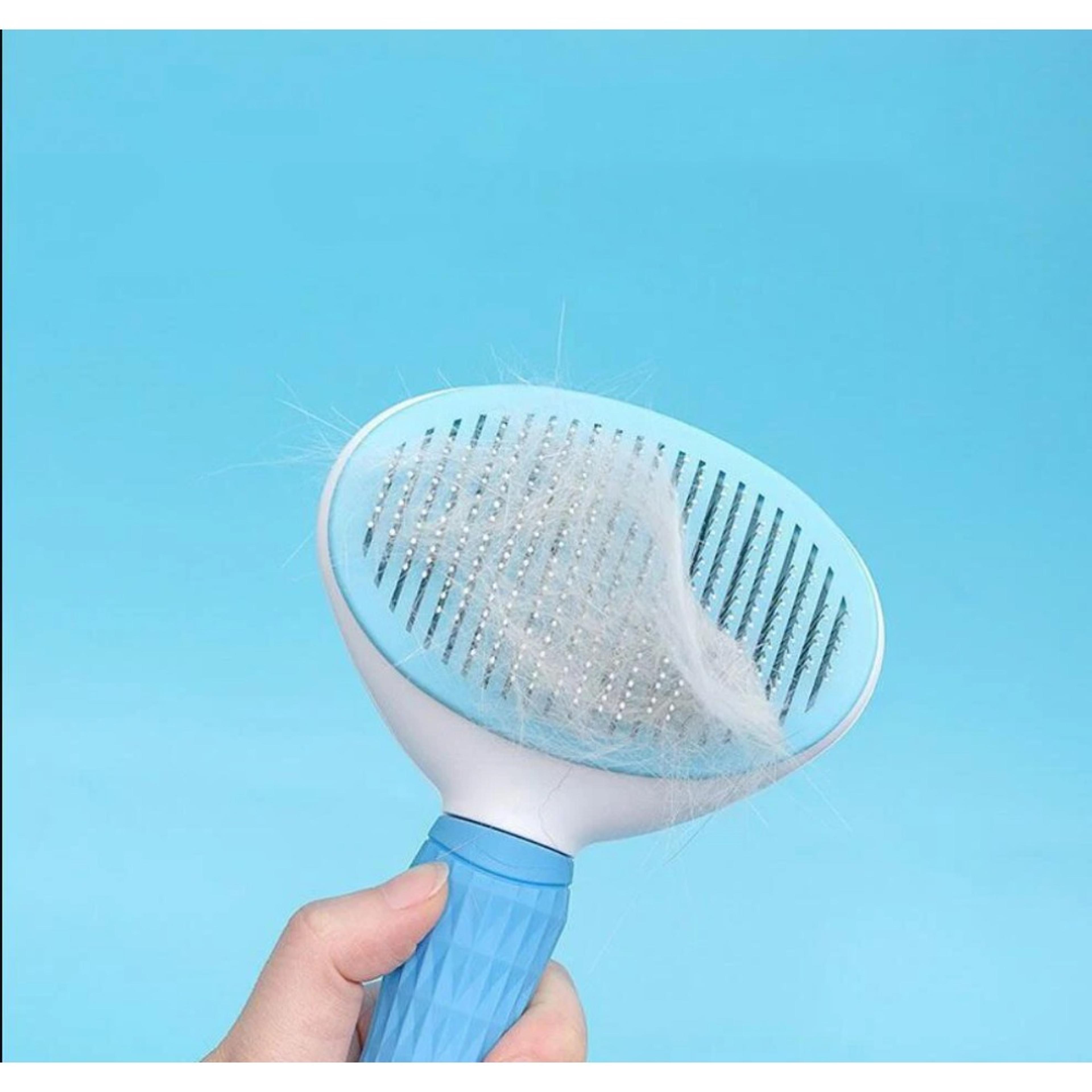 gentlegrip pet grooming brush – stainless steel dog deshedding brush & cat grooming comb for long-haired pets