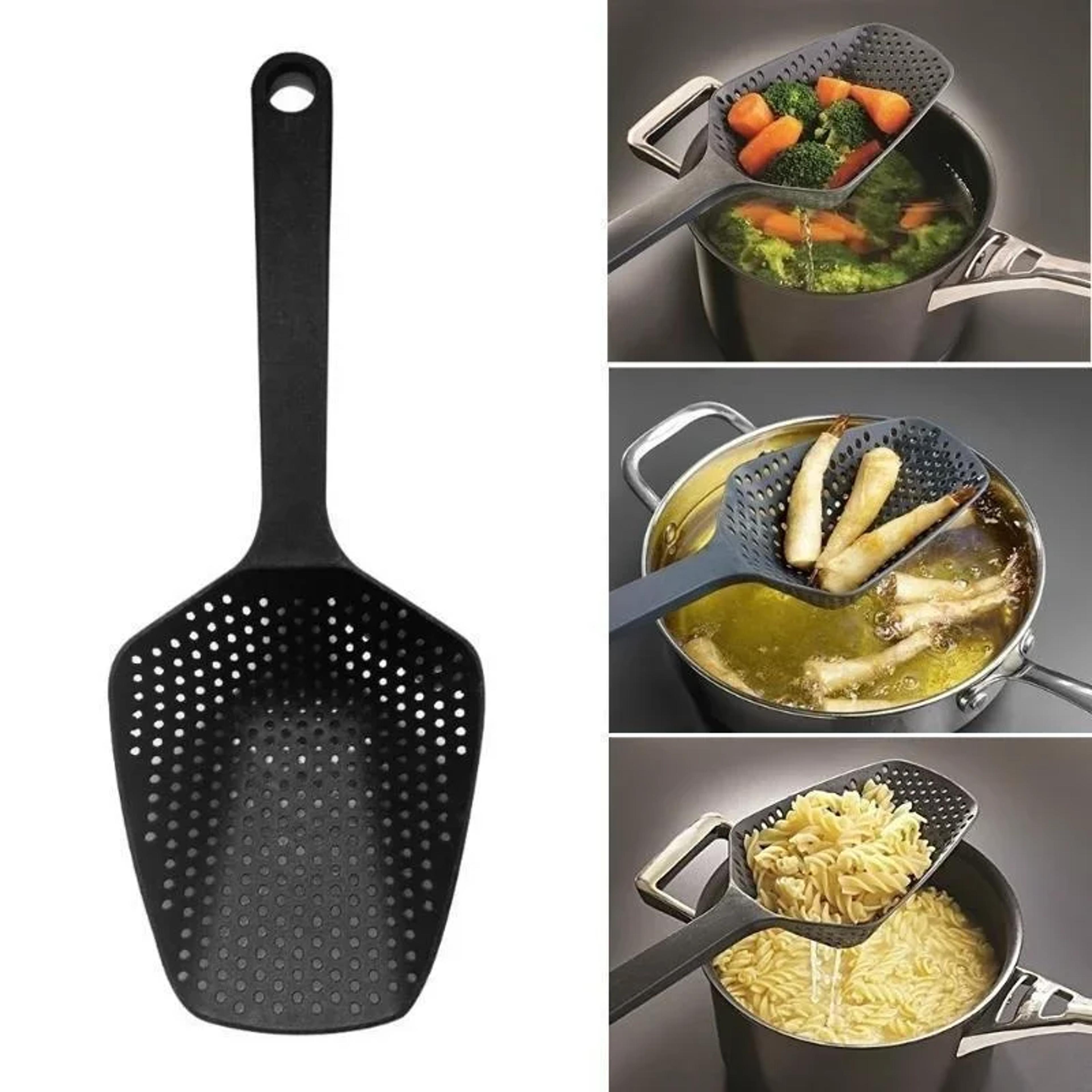 quickdrain kitchen strainer scoop nylon slotted skimmer & food draining spoon