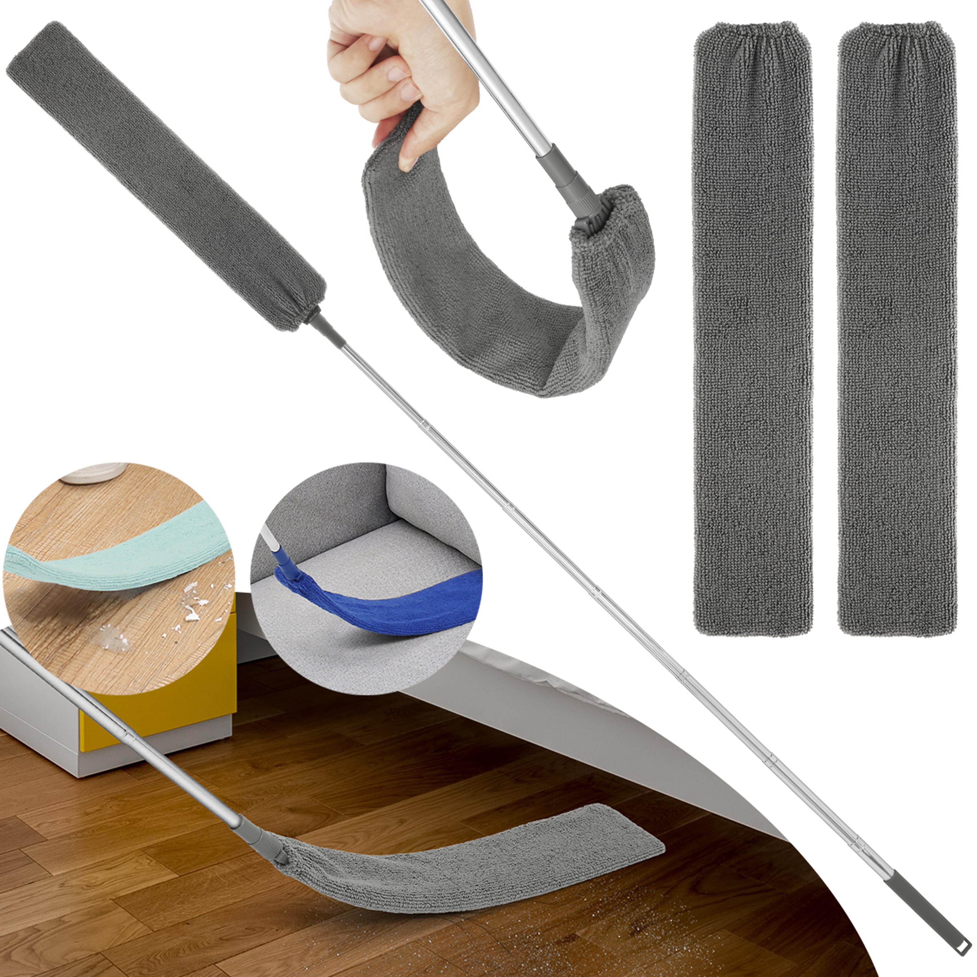 retractable gap duster microfiber dust brush for under furniture & hard-to-reach spaces