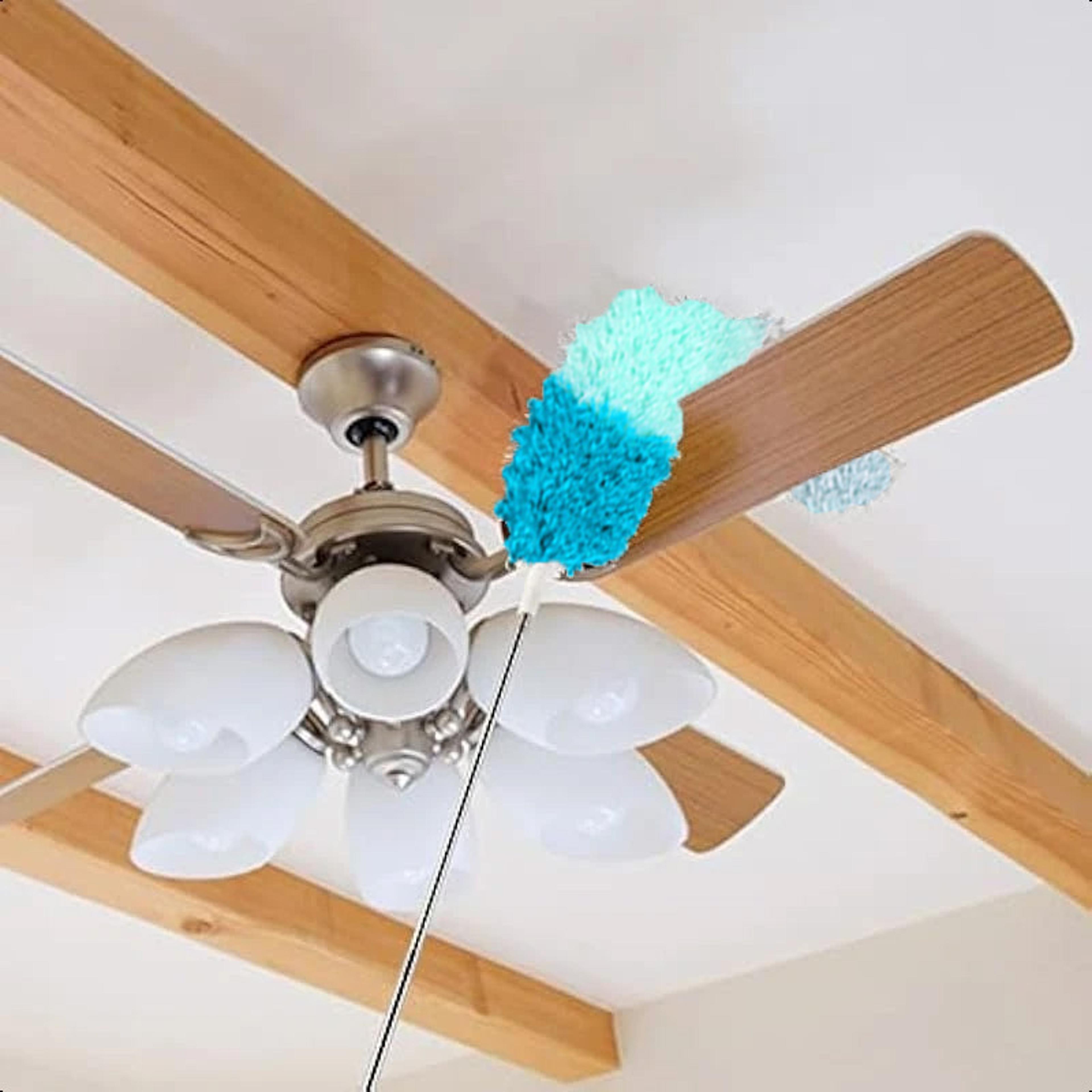 telescopic microfiber duster with extendable handle for ceiling cleaning and multi surface dusting