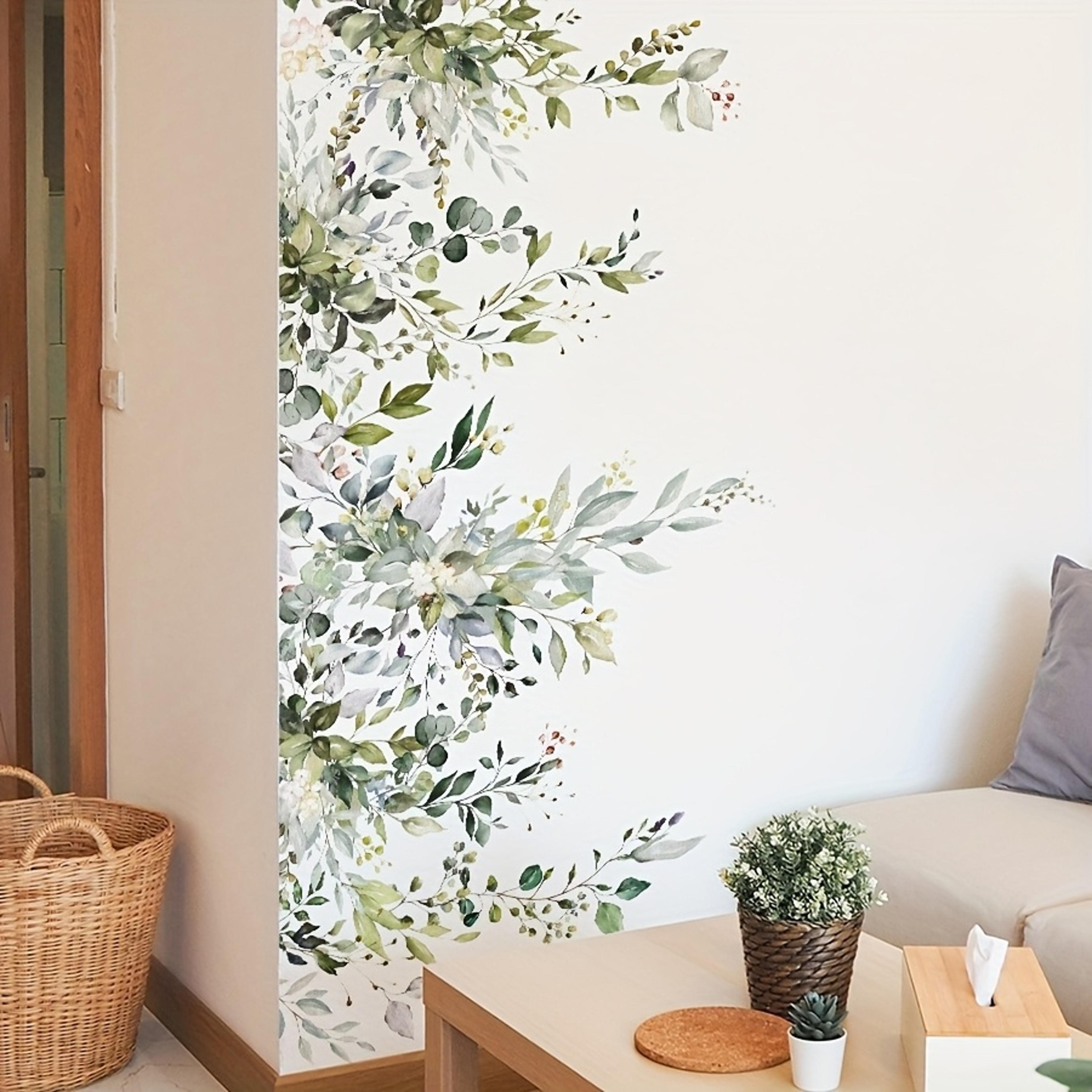 botanical plant wall stickers set of removable green leaf wall decals for living room & bedroom