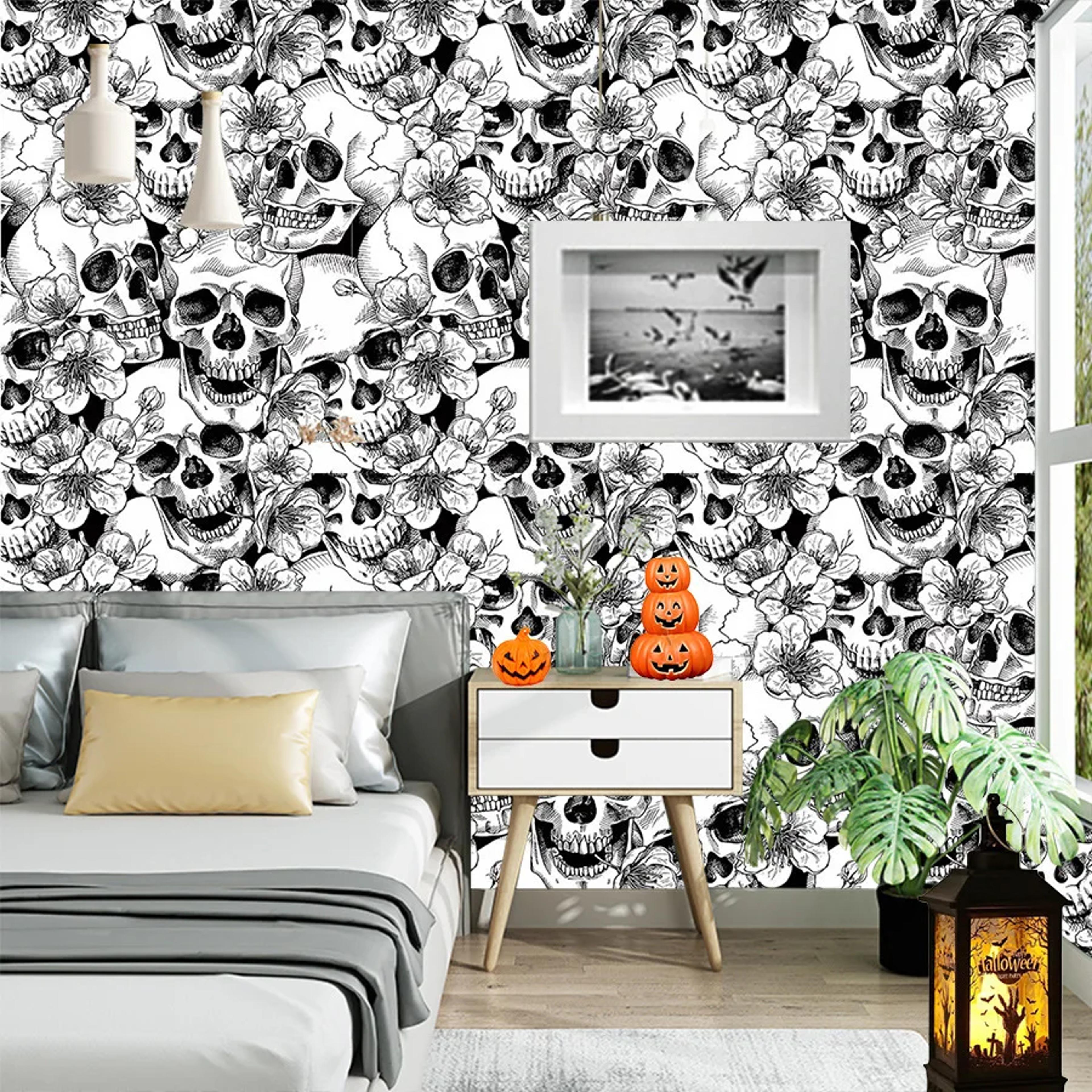 halloween skull peel and stick wallpaper self adhesive pvc wall decor
