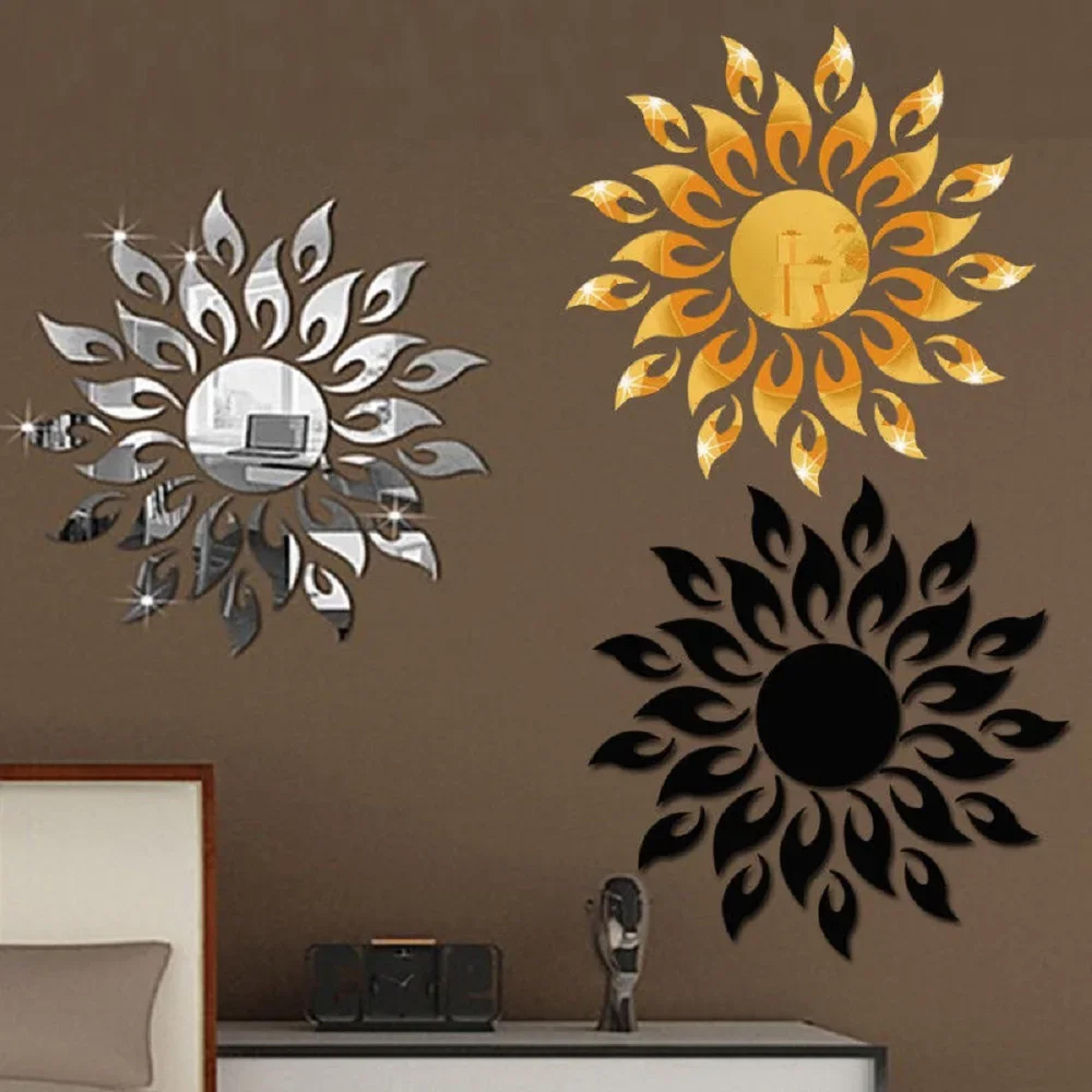sunflower wall sticker acrylic mirror wall decor self adhesive floral accent