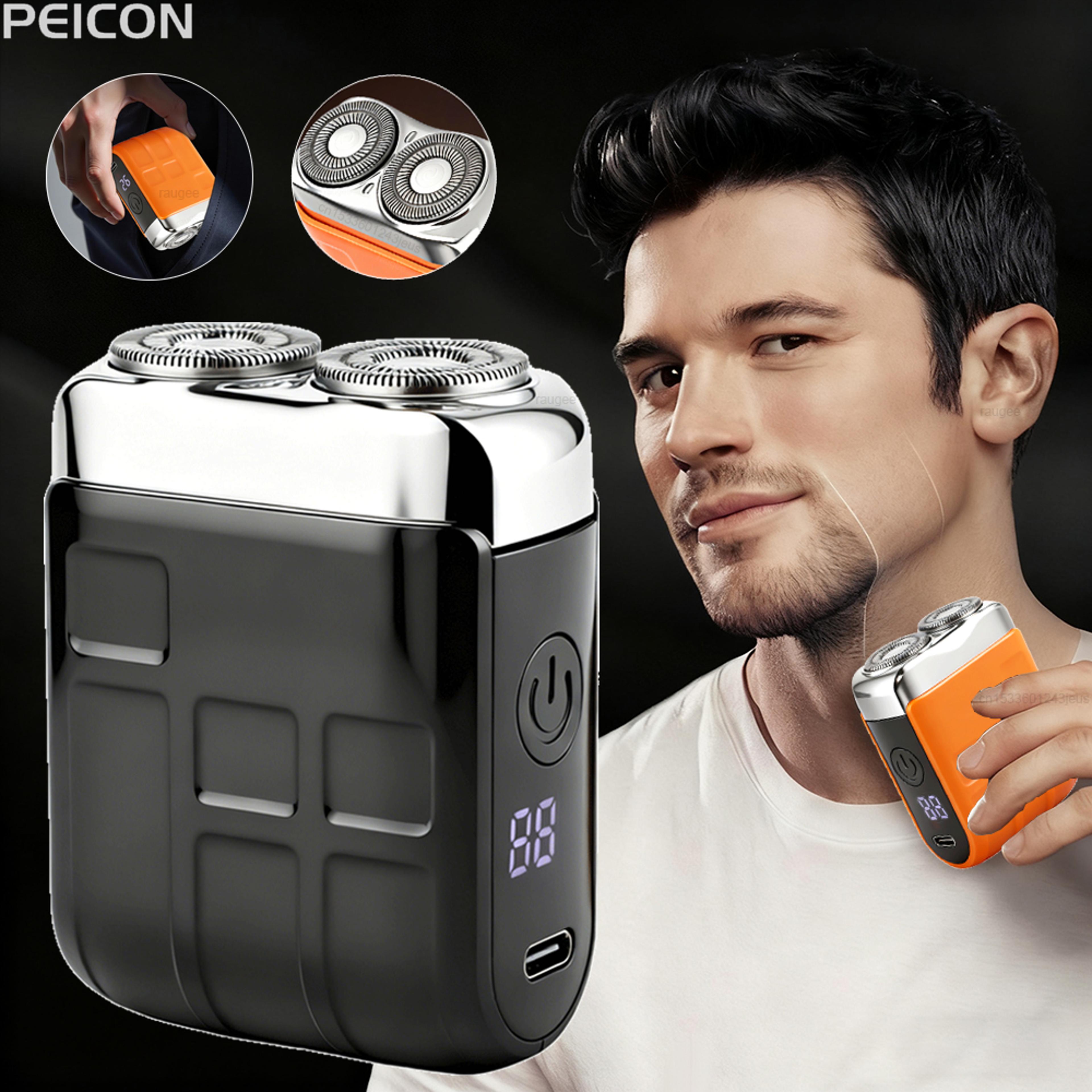 mini electric shaver for men portable rechargeable dual blade beard trimmer travel razor