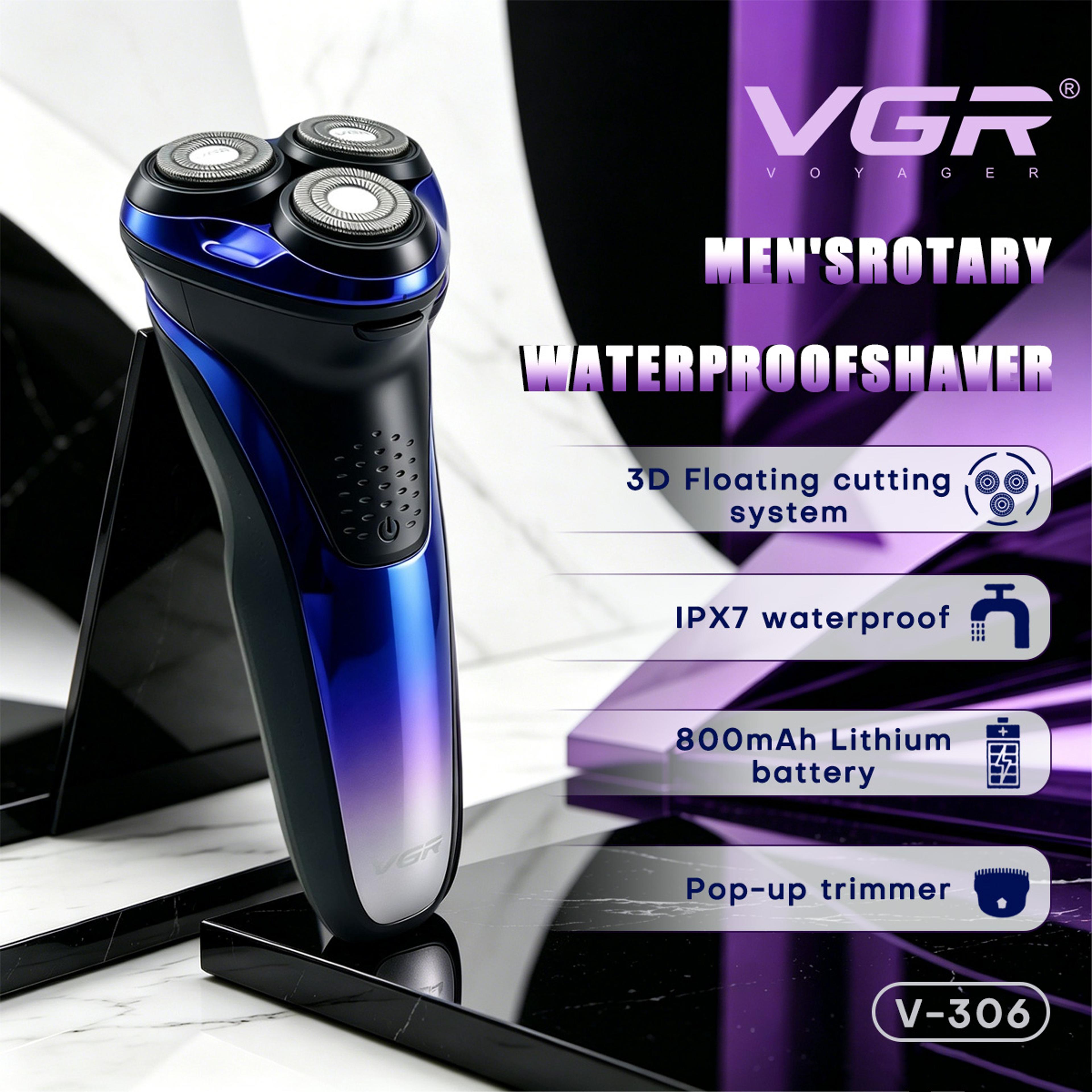 electric shaver for men waterproof rotary electric razor with pop up trimmer