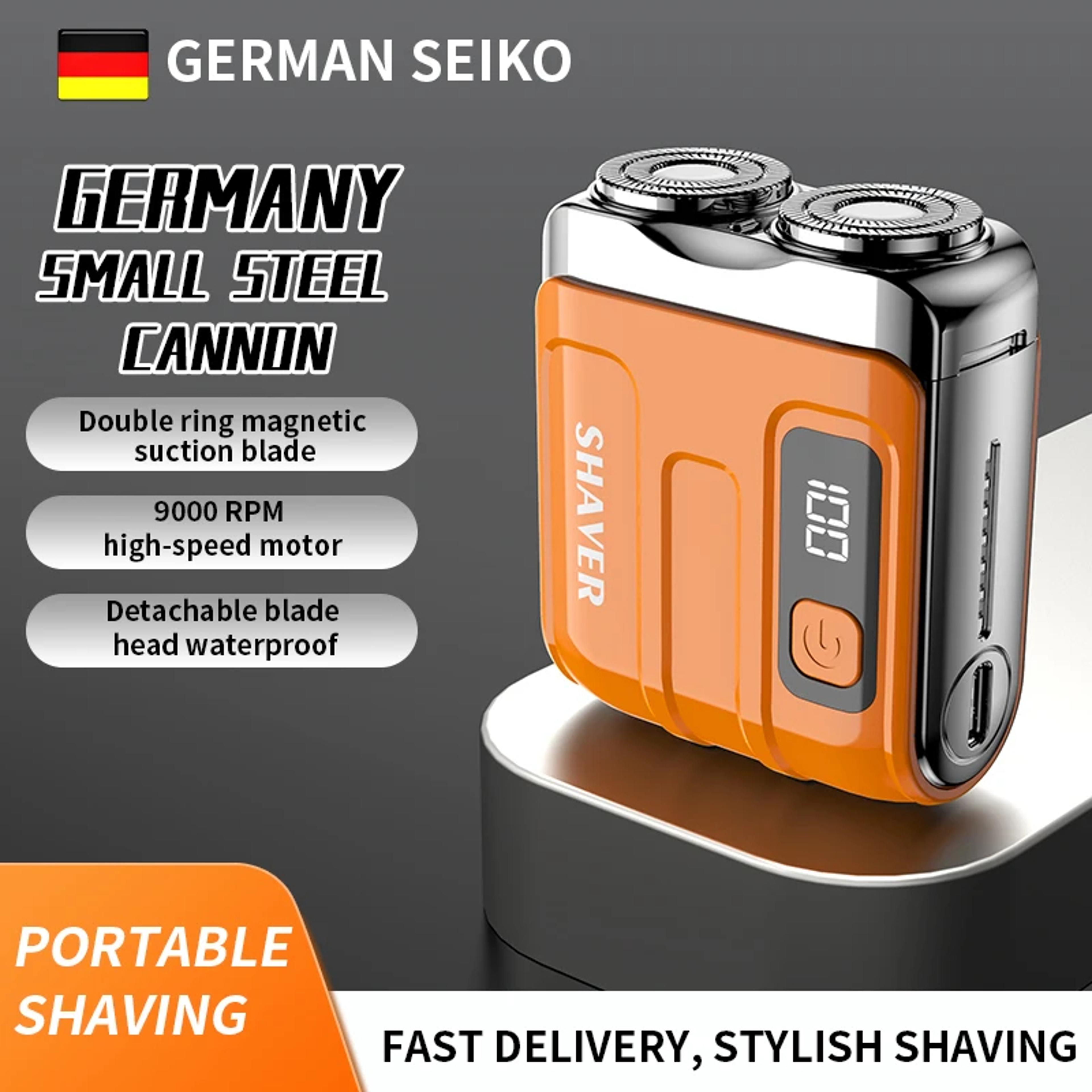 mini electric shaver with digital display dual blade rechargeable beard trimmer for travel & daily grooming
