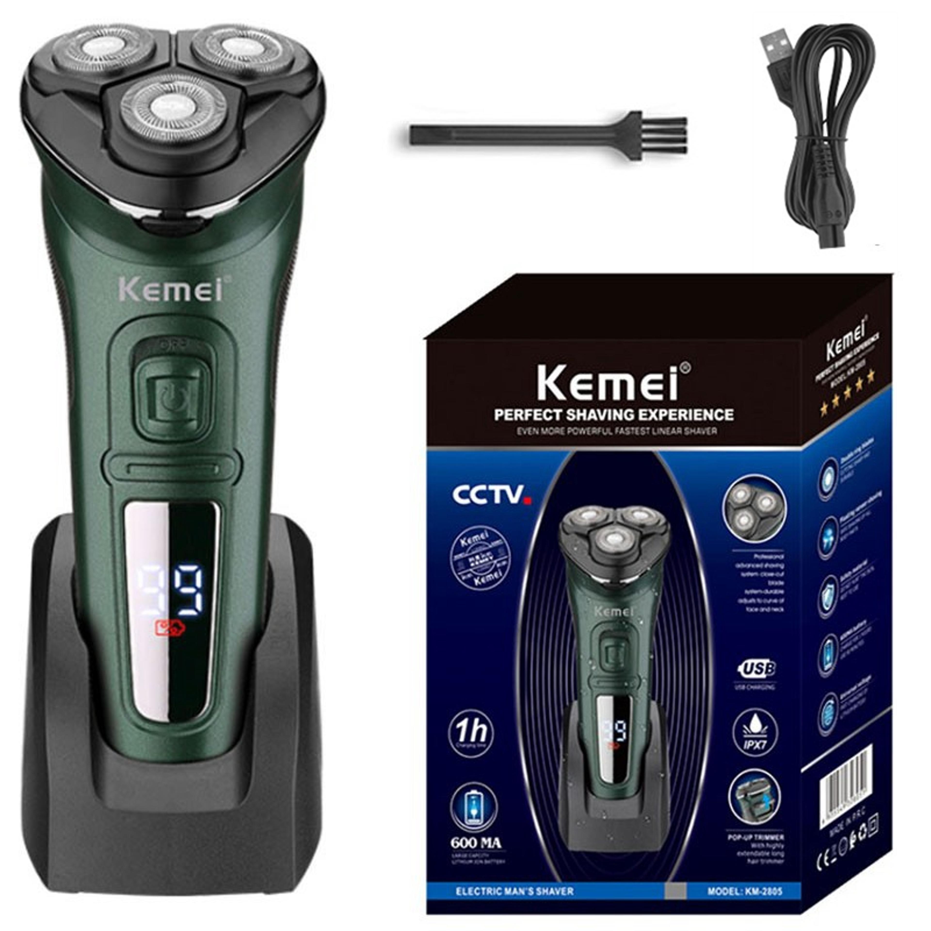 kemei electric shaver for men lcd waterproof wet dry rechargeable electric razor