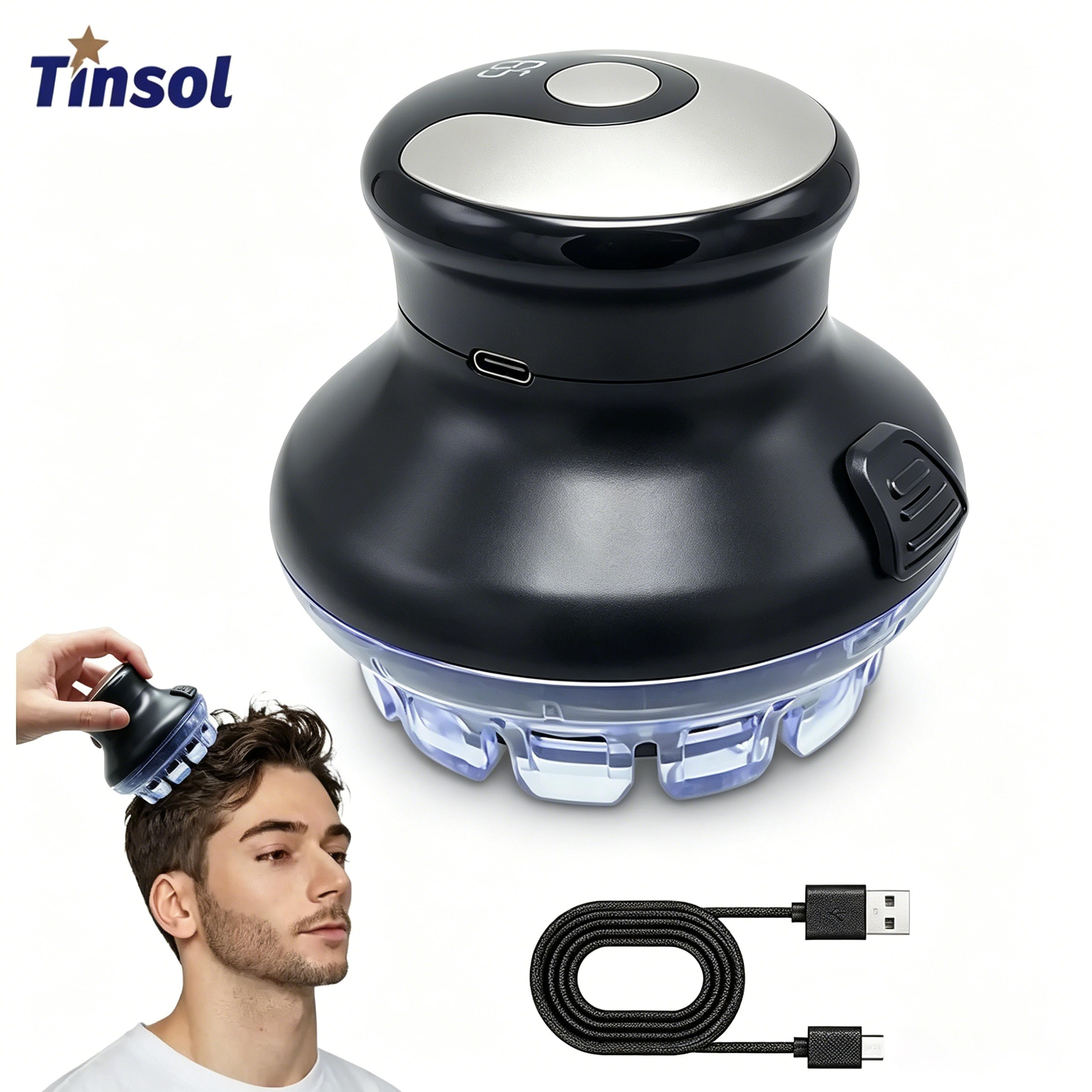 tinsol wireless hair clipper with led display adjustable self haircut kit