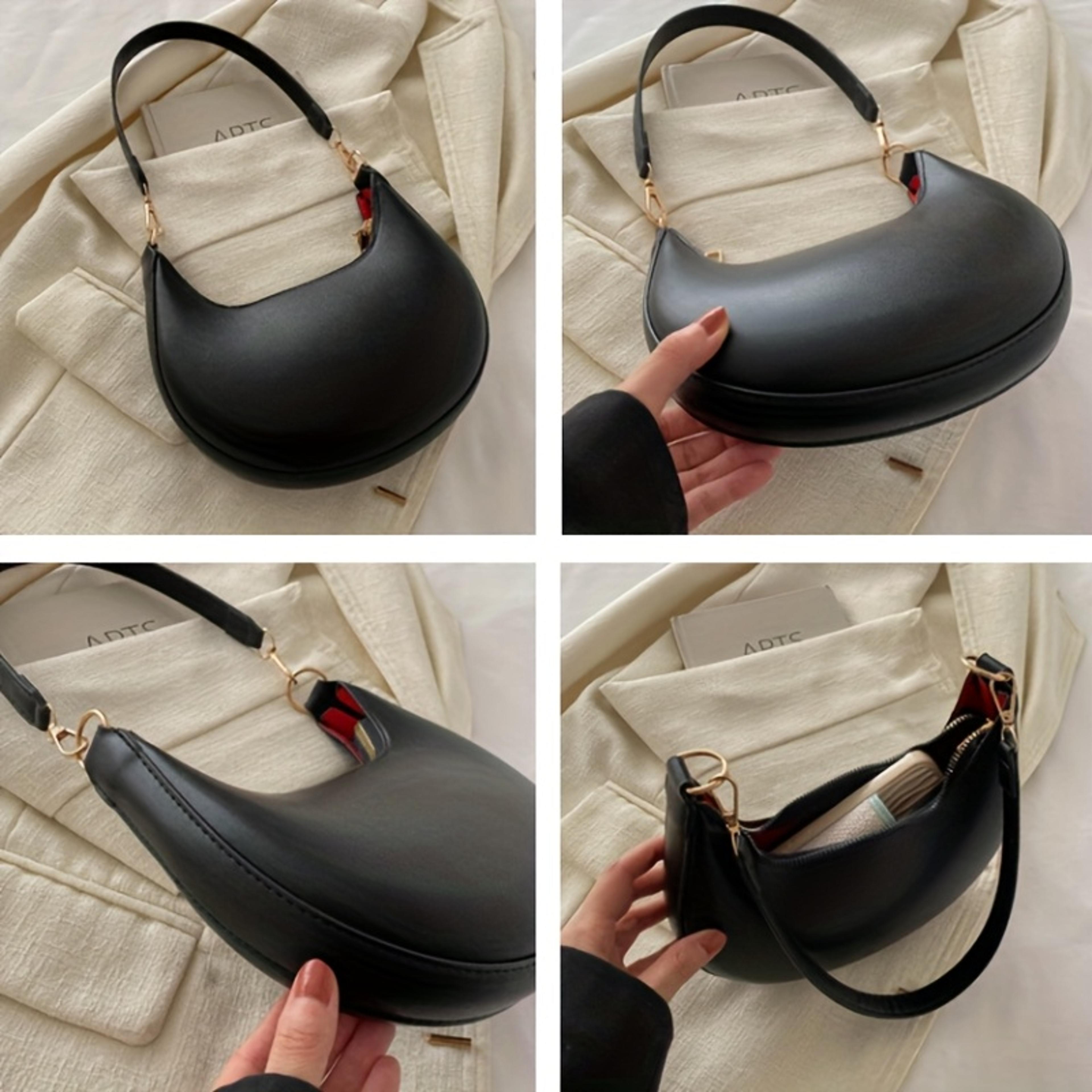 luxury moon shoulder bag for women - chic crescent pu leather shoulder purse