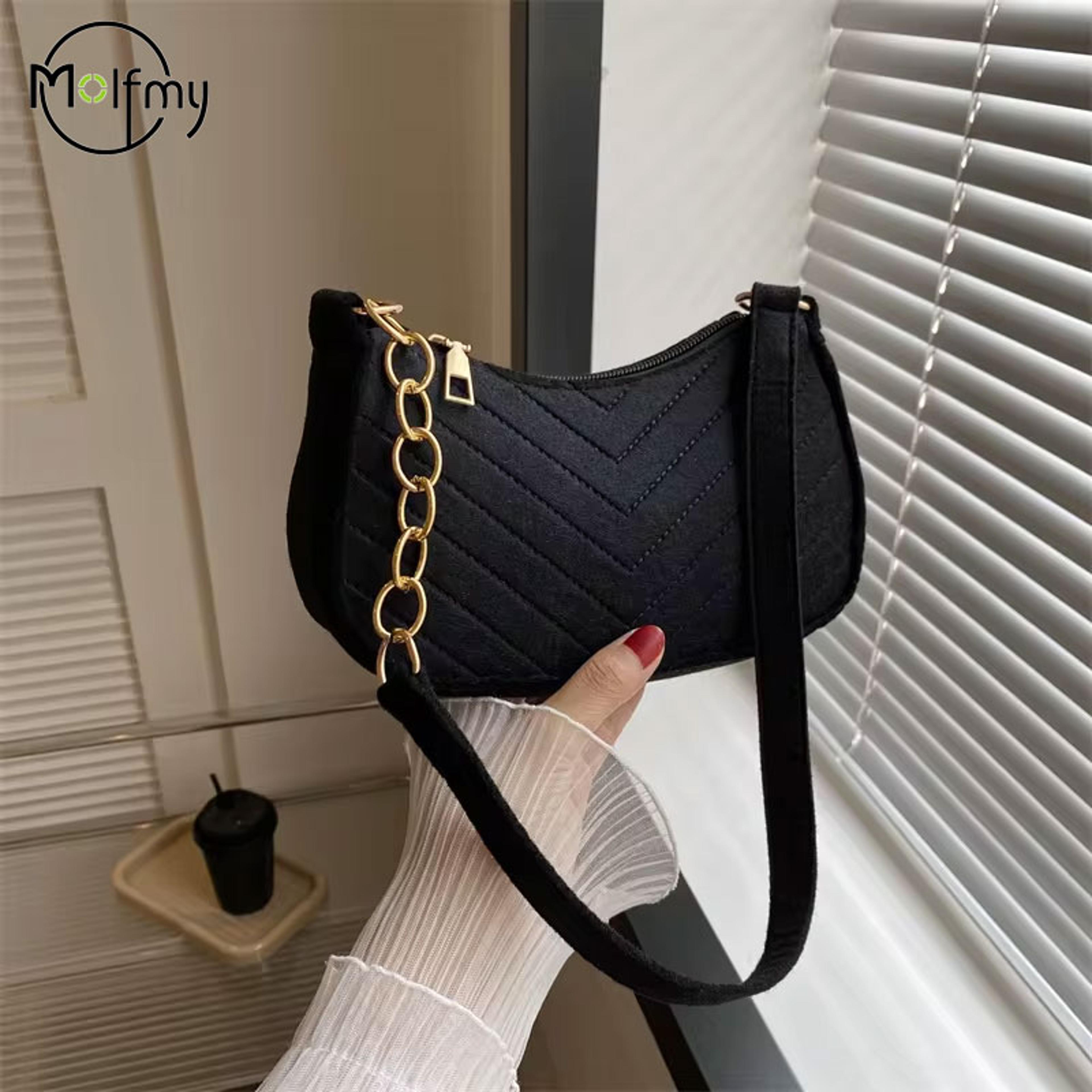 felt crescent shoulder bag for women mini underarm purse