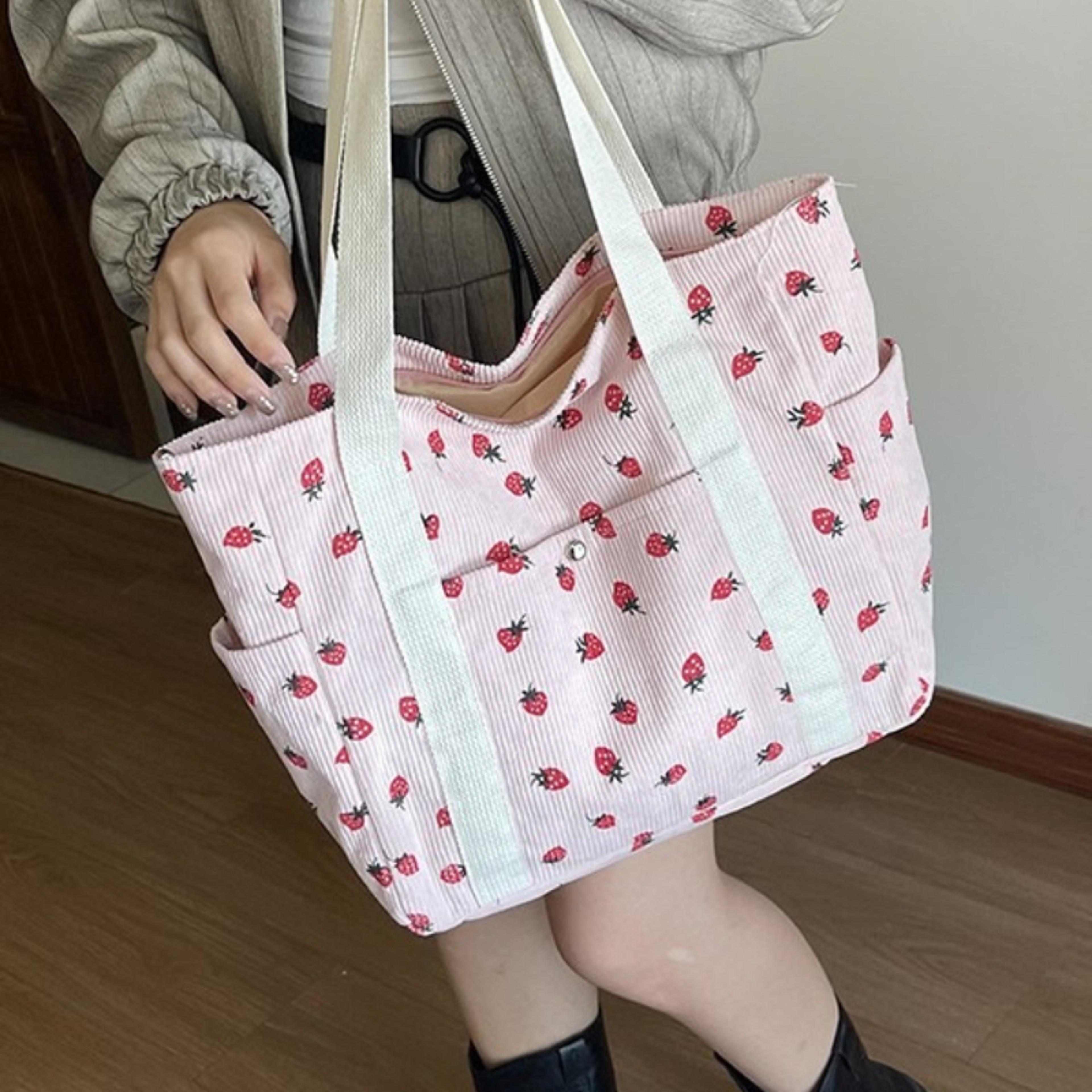 cute corduroy shoulder bag for women stylish printed underarm bag for everyday shopping & commuting