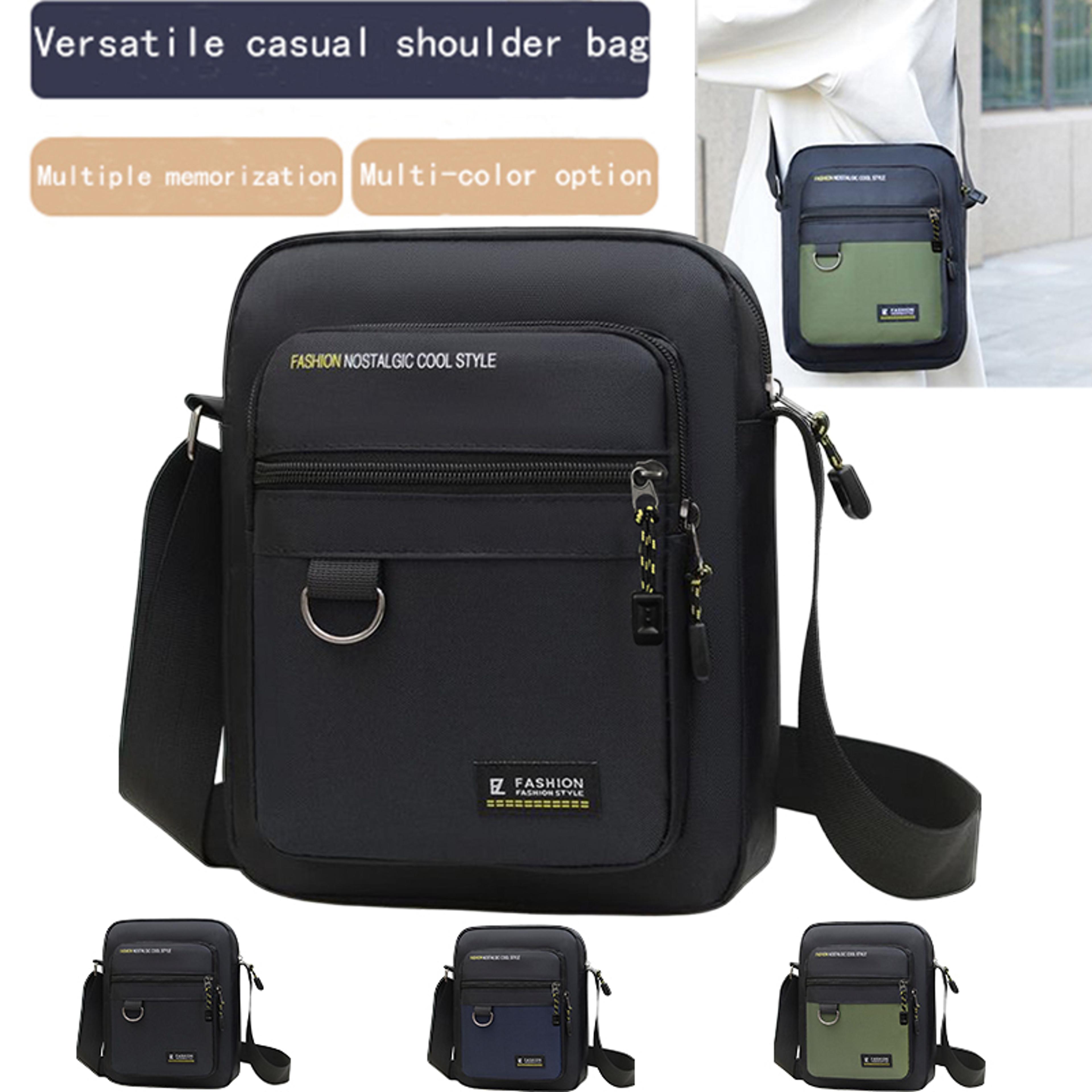 water resistant men's crossbody bag nylon multi pocket messenger bag for travel & daily commute