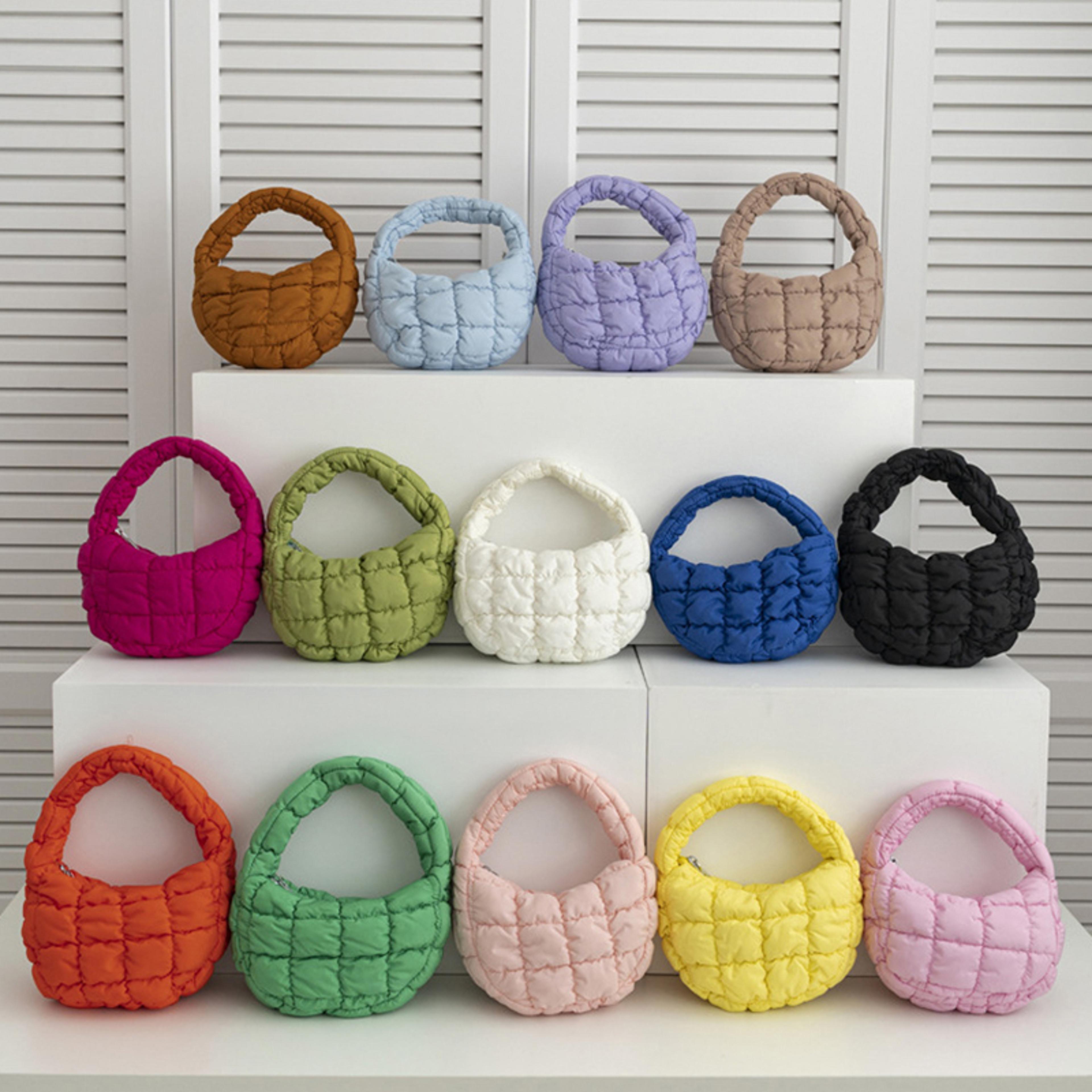 mini puffer tote bag quilted phone purse soft nylon padded handbag for keys & essentials