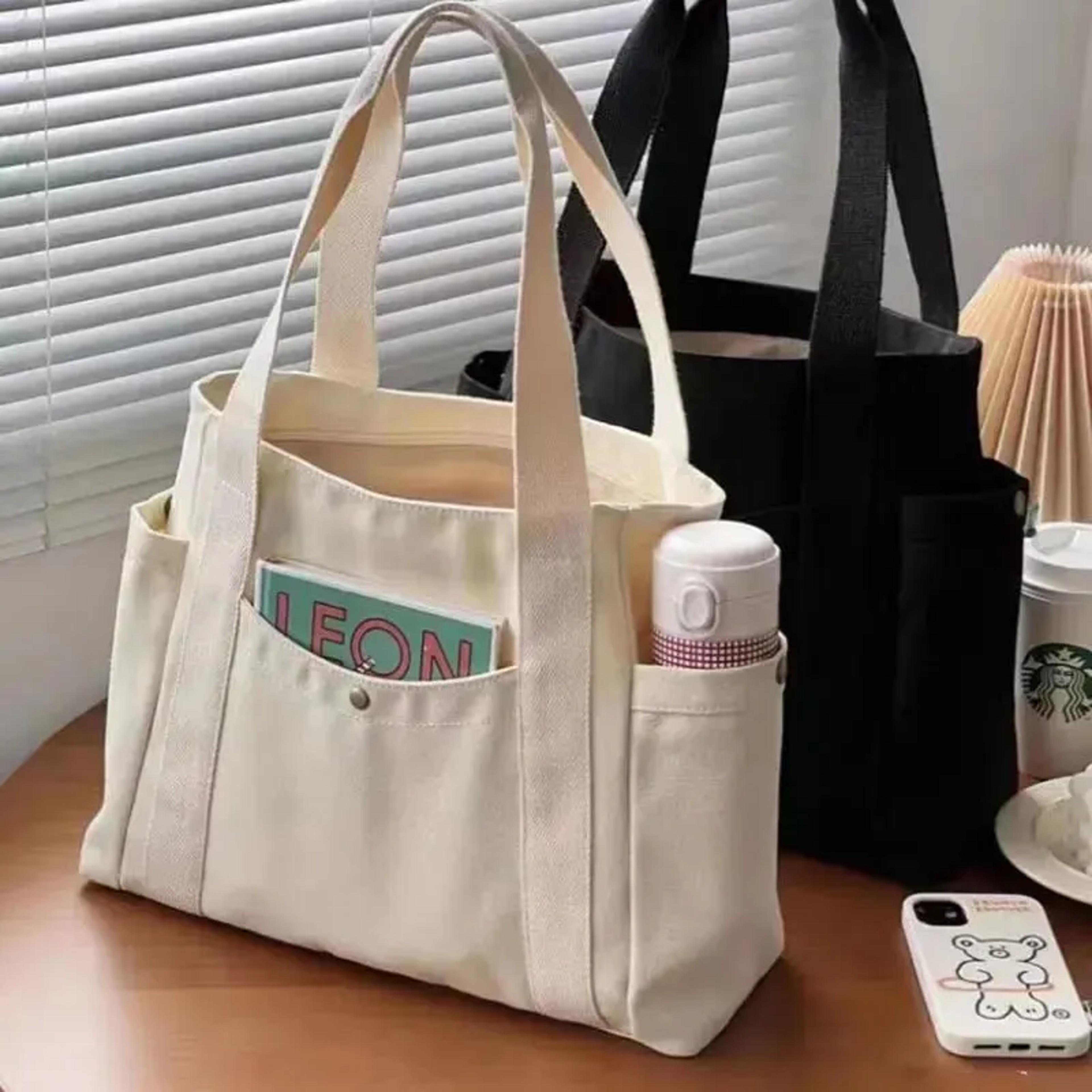 large capacity canvas tote bag for work, school & everyday commuting