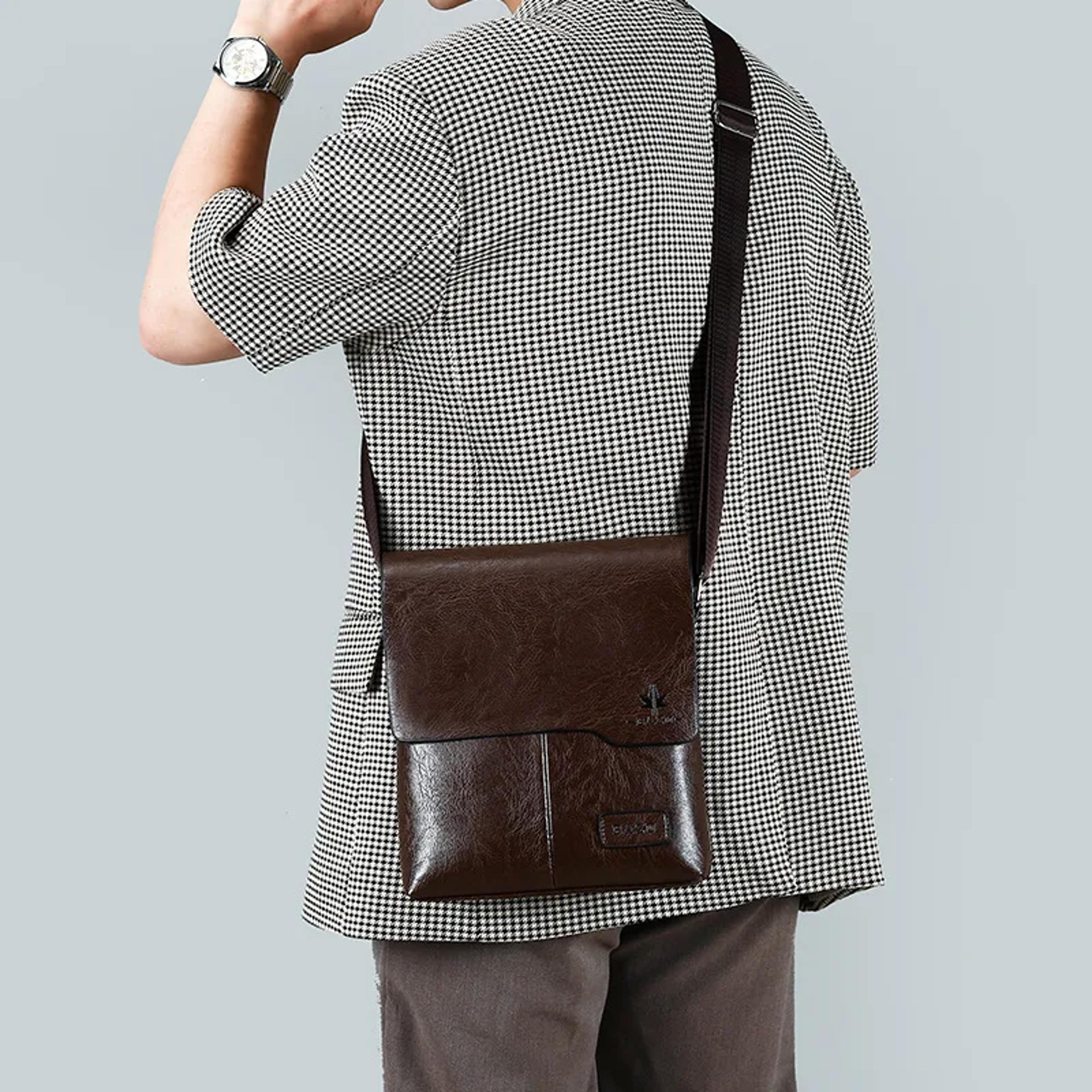 vintage leather messenger bag for men business crossbody shoulder satchel