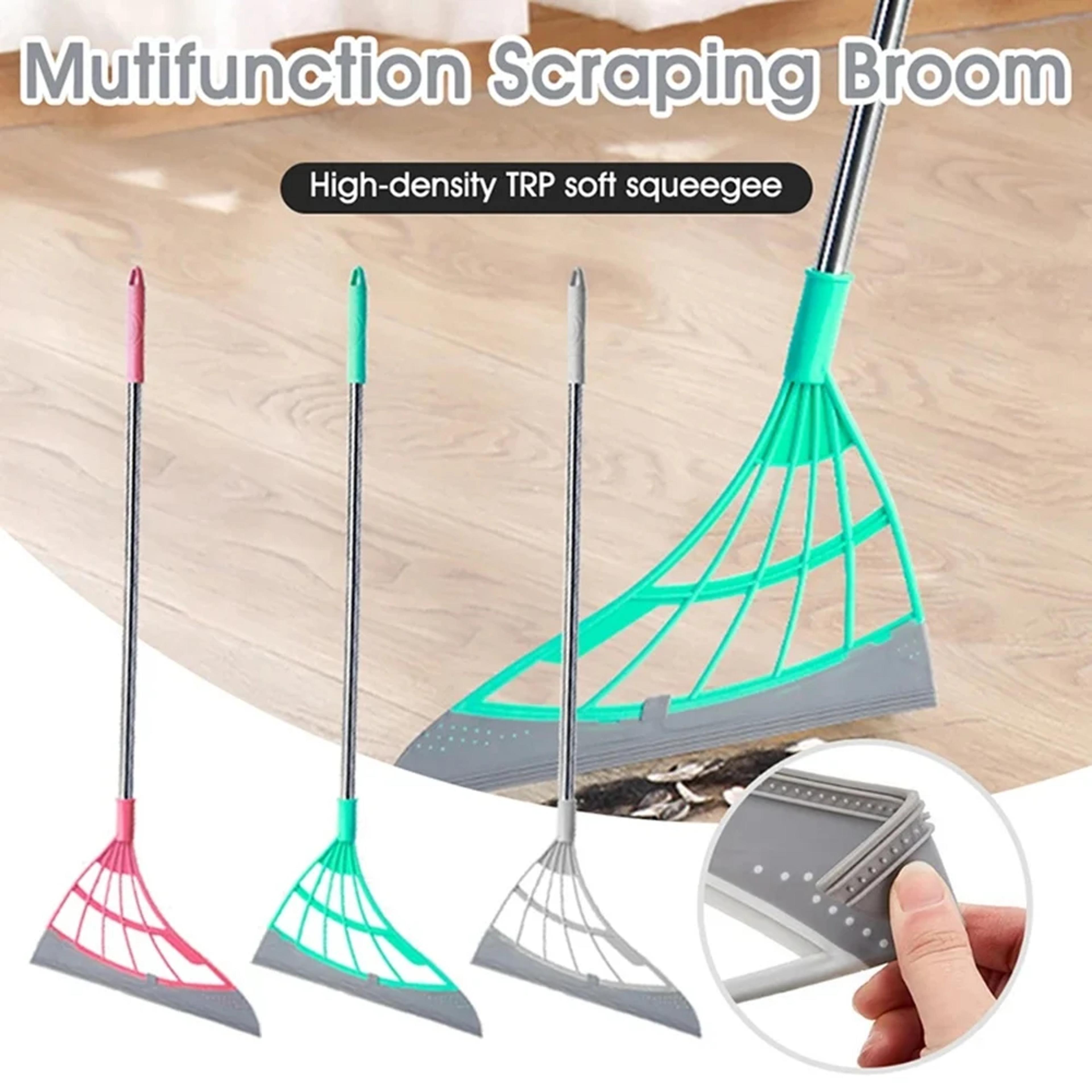 magic silicone floor squeegee broom with extendable handle for floors, windows & bathrooms