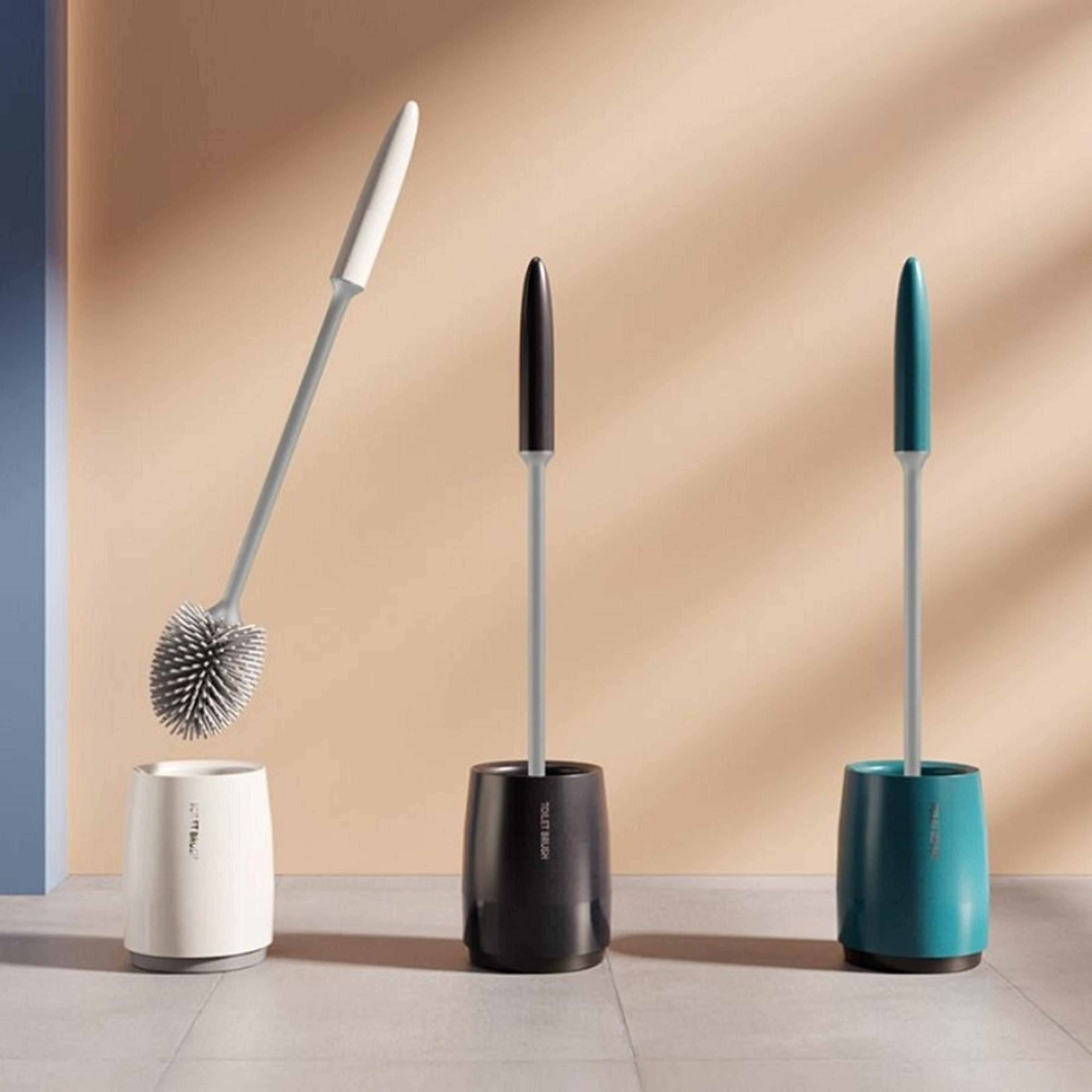 quick dry silicone toilet brush with holder wall mounted or floor standing bathroom cleaner