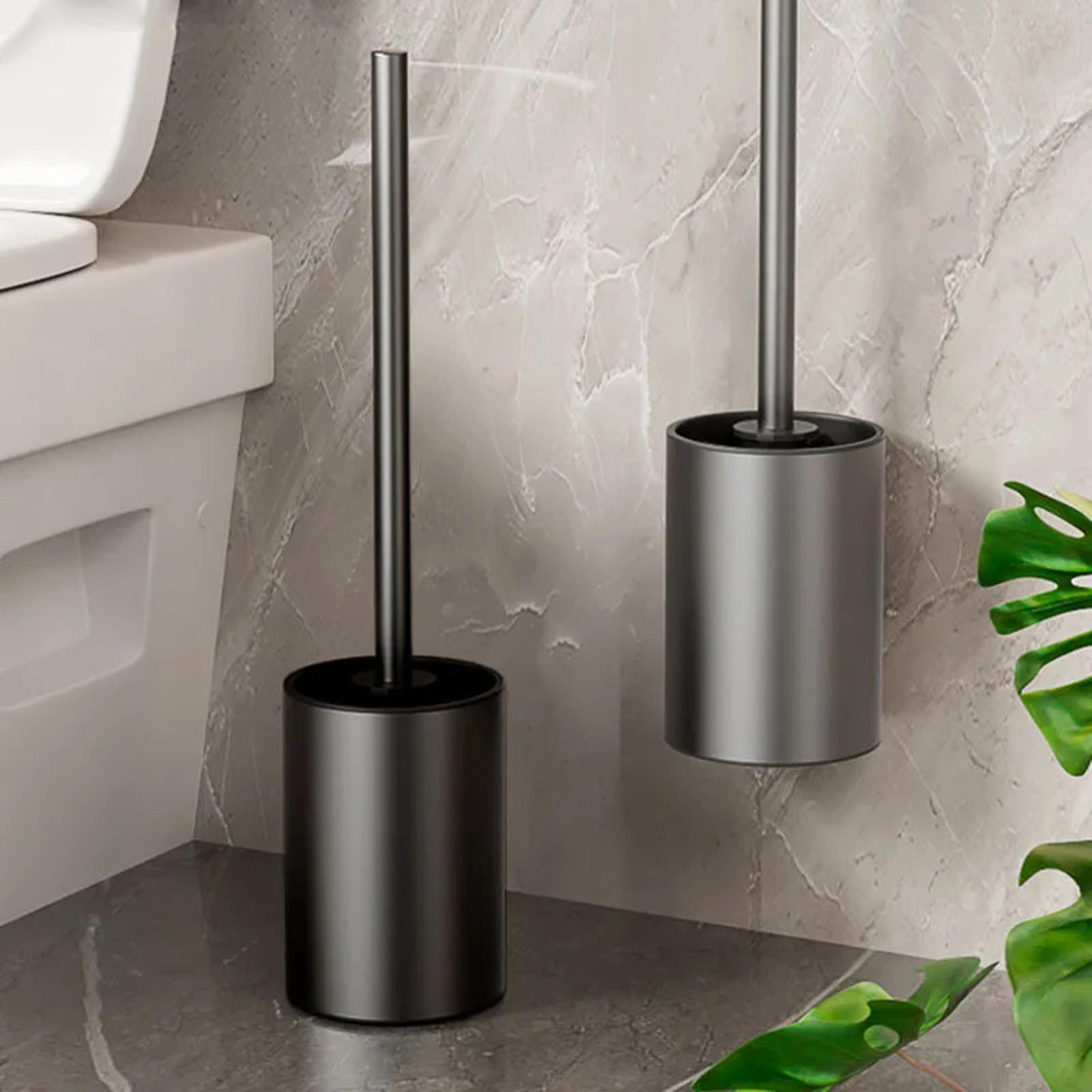 wall mounted toilet brush holder no drill space aluminum bathroom cleaning brush
