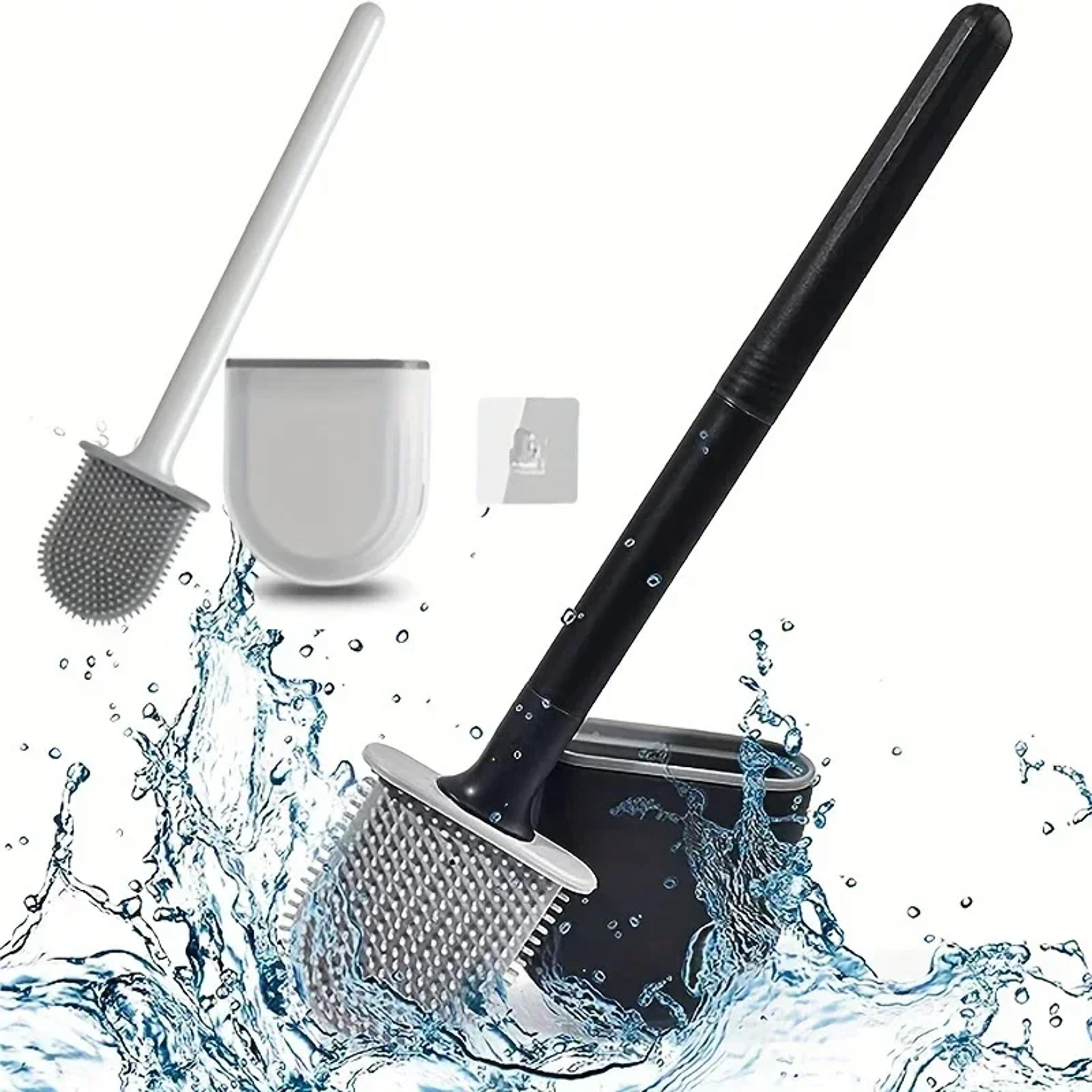 silicone toilet brush with holder wall mounted flexible toilet bowl cleaning set