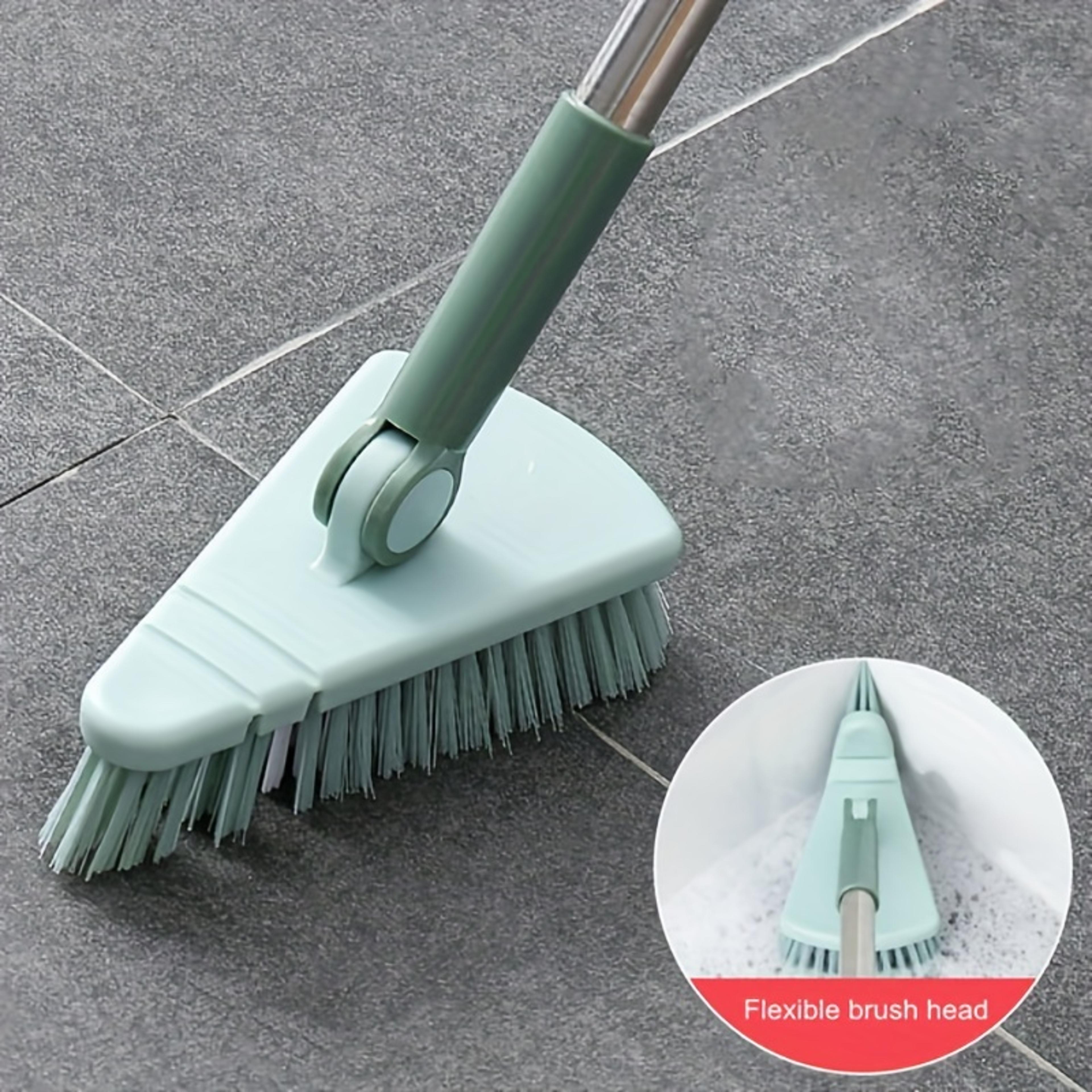 triangle floor brush with long handle detachable floor scrub brush for bathroom kitchen & tile cleaning