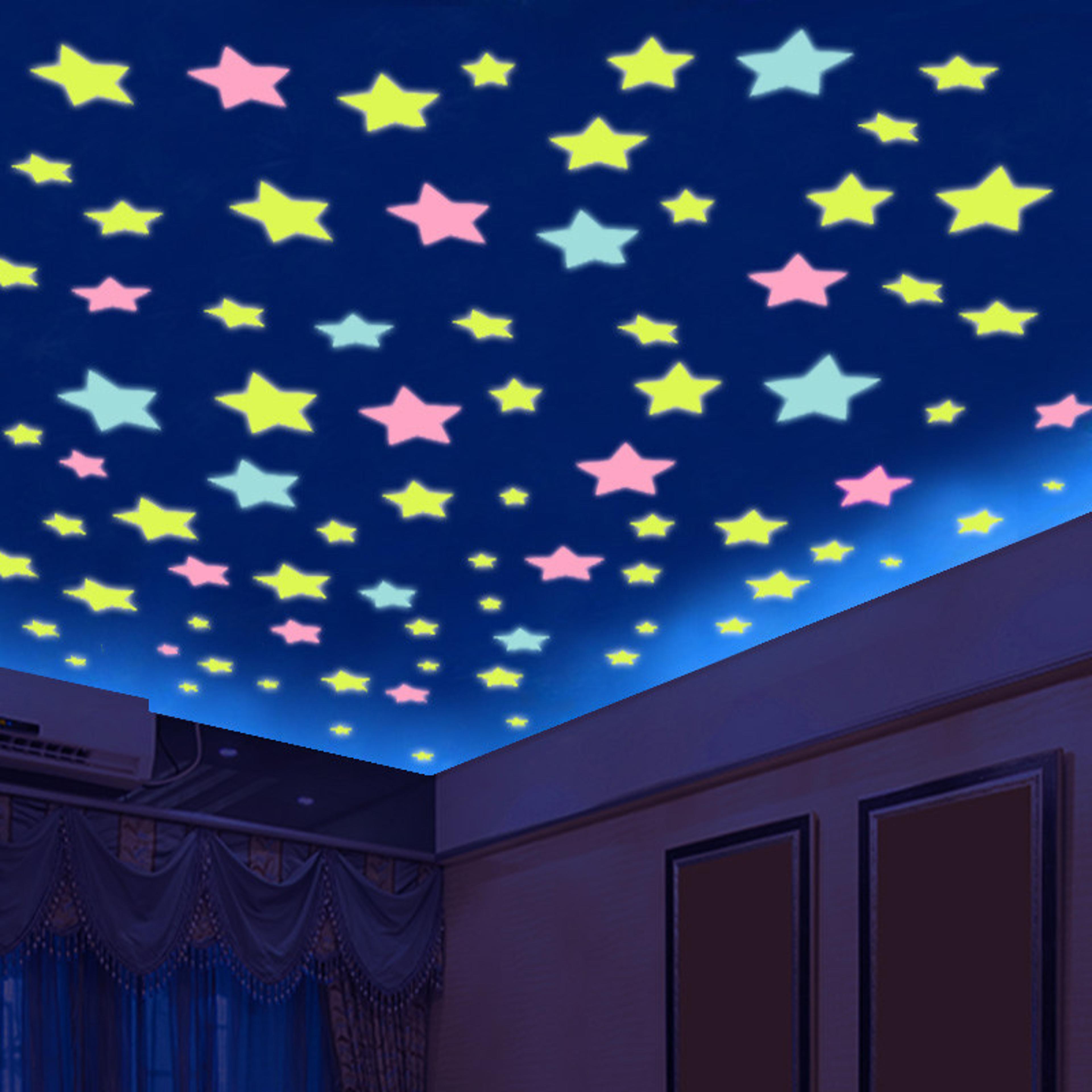 glow in the dark stars luminous wall stickers for kids bedroom & nursery decor