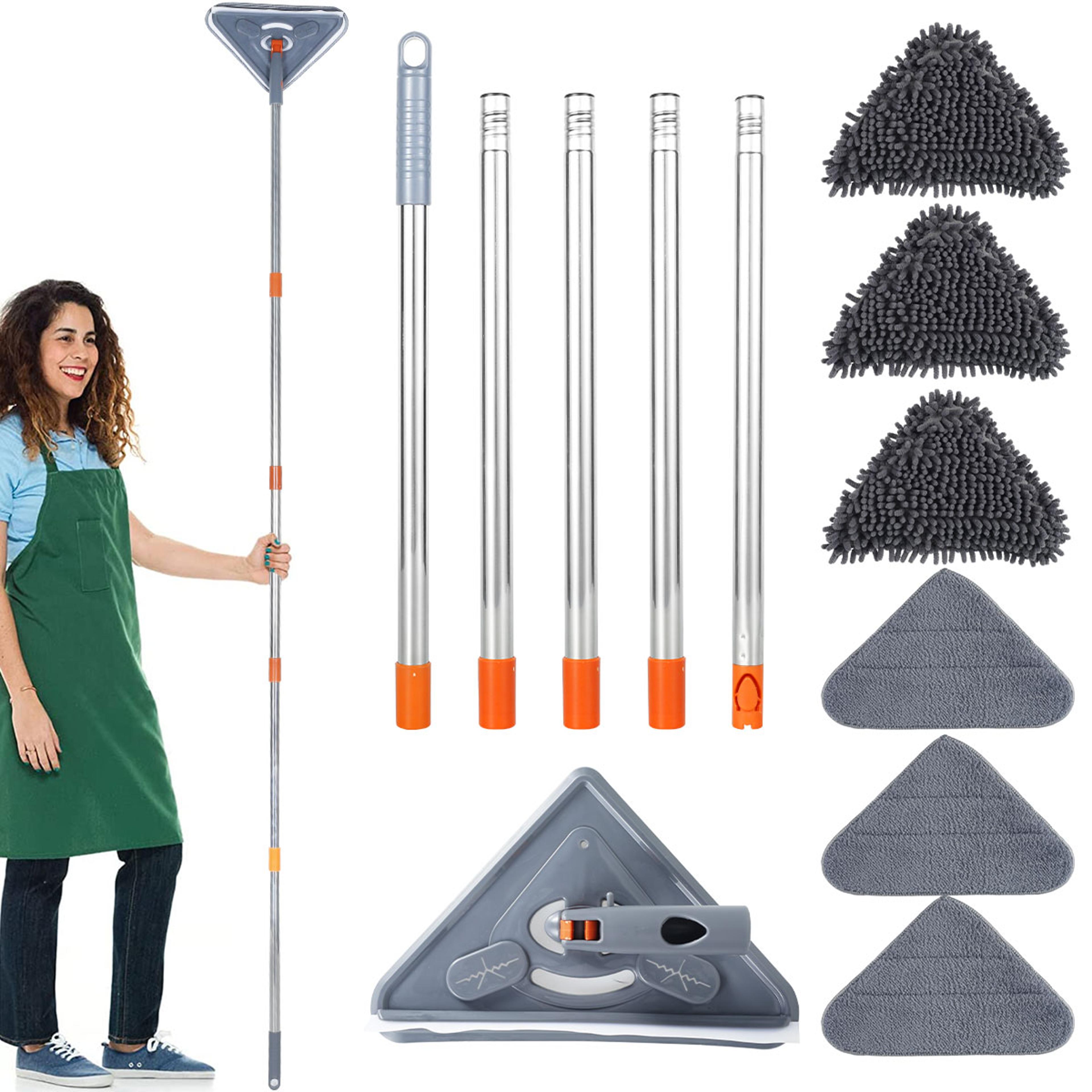 rotating wall cleaning mop with long handle triangle microfiber wet & dry cleaner